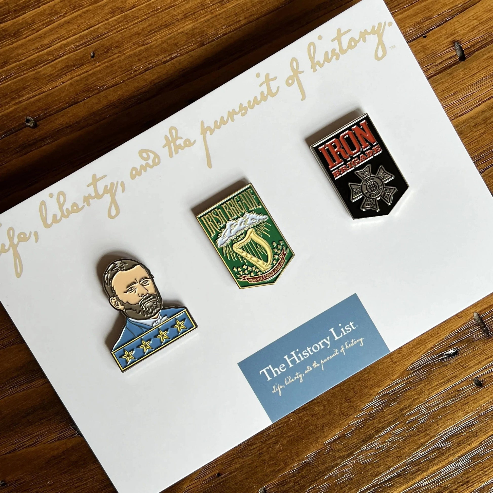 Civil War Pin Set - Ulysses S. Grant | Irish Brigade | Iron Brigade from the History List Store