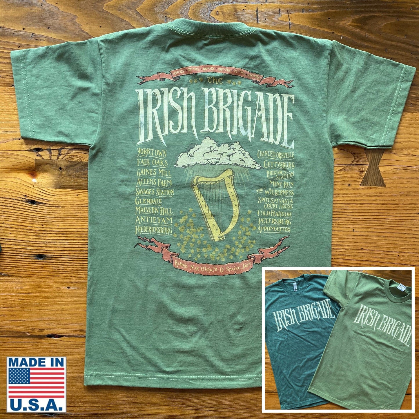 The Civil War "Irish Brigade" Shirt in Army green from The History List store