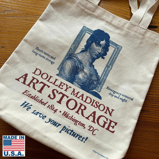 "Dolley Madison Art Storage" Tote bag from The History List store