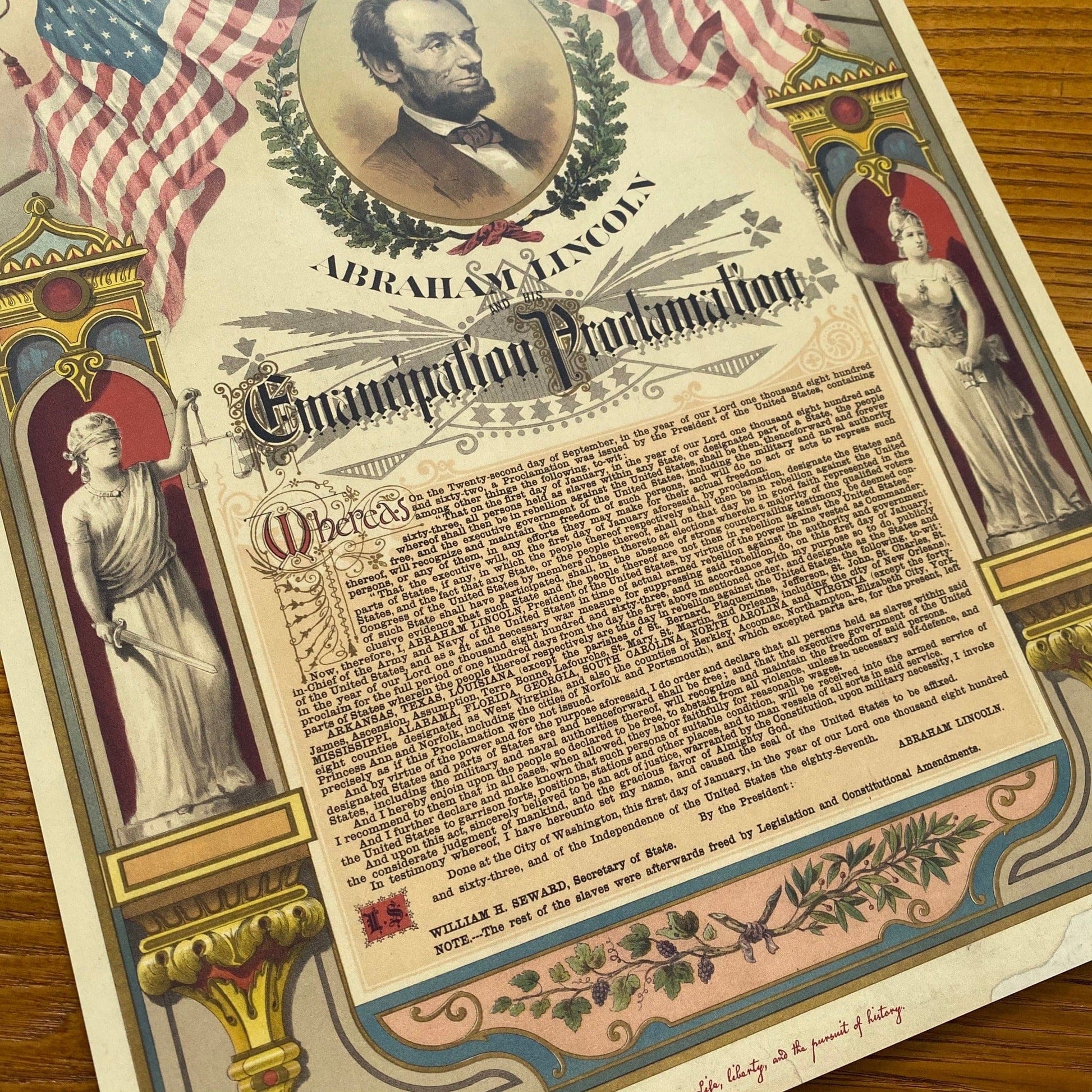 Closer look at the Abraham Lincoln and the Emancipation Proclamation as a small poster from the history list store