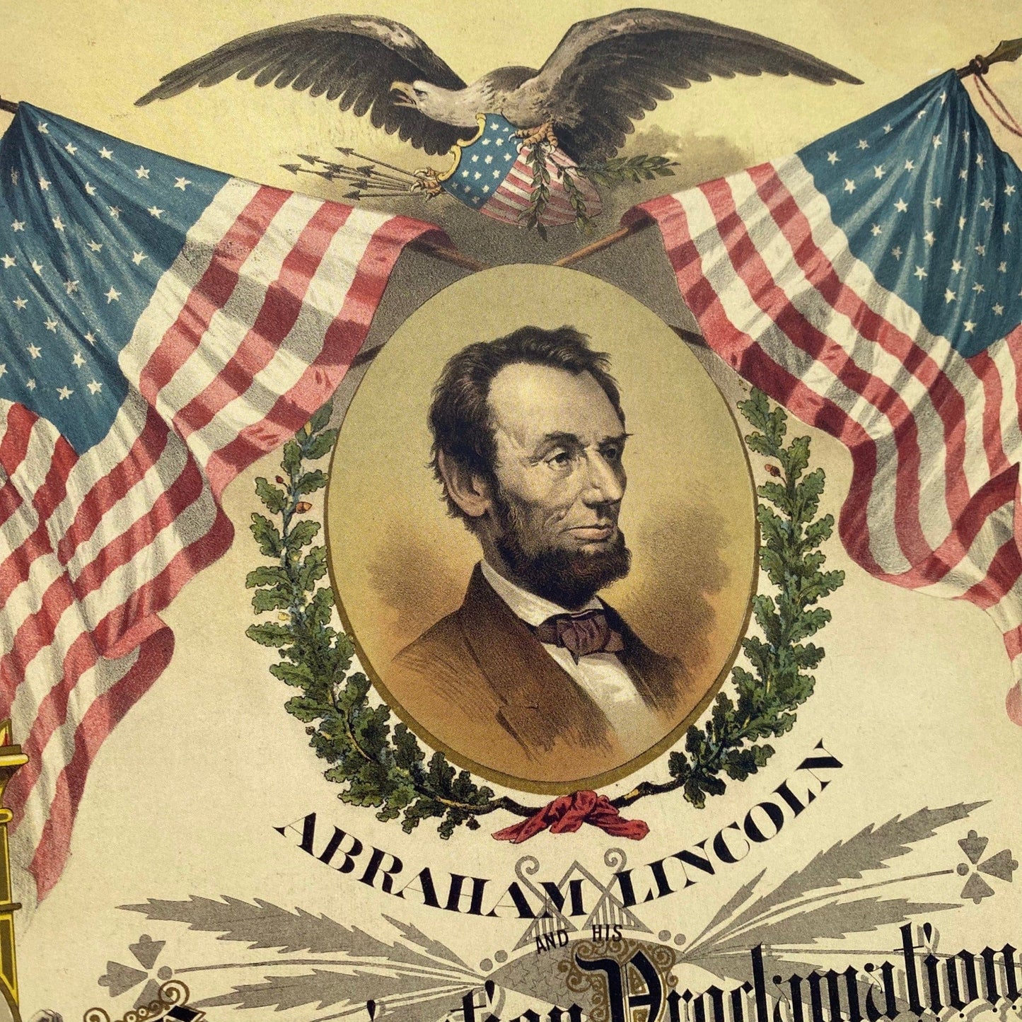 Close-up of the Abraham Lincoln and the Emancipation Proclamation as a small poster from the history list store