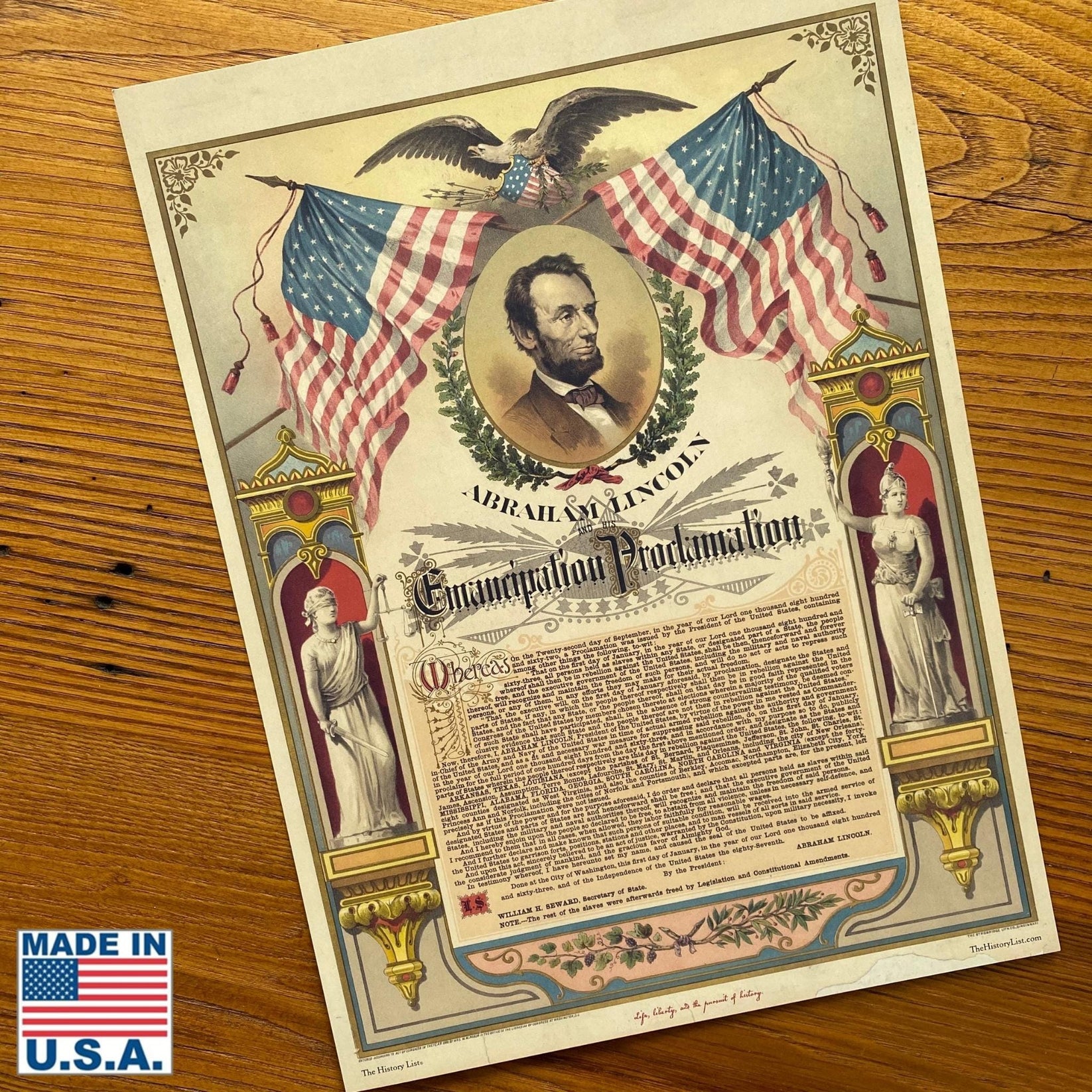 Abraham Lincoln and the Emancipation Proclamation as a small poster ...