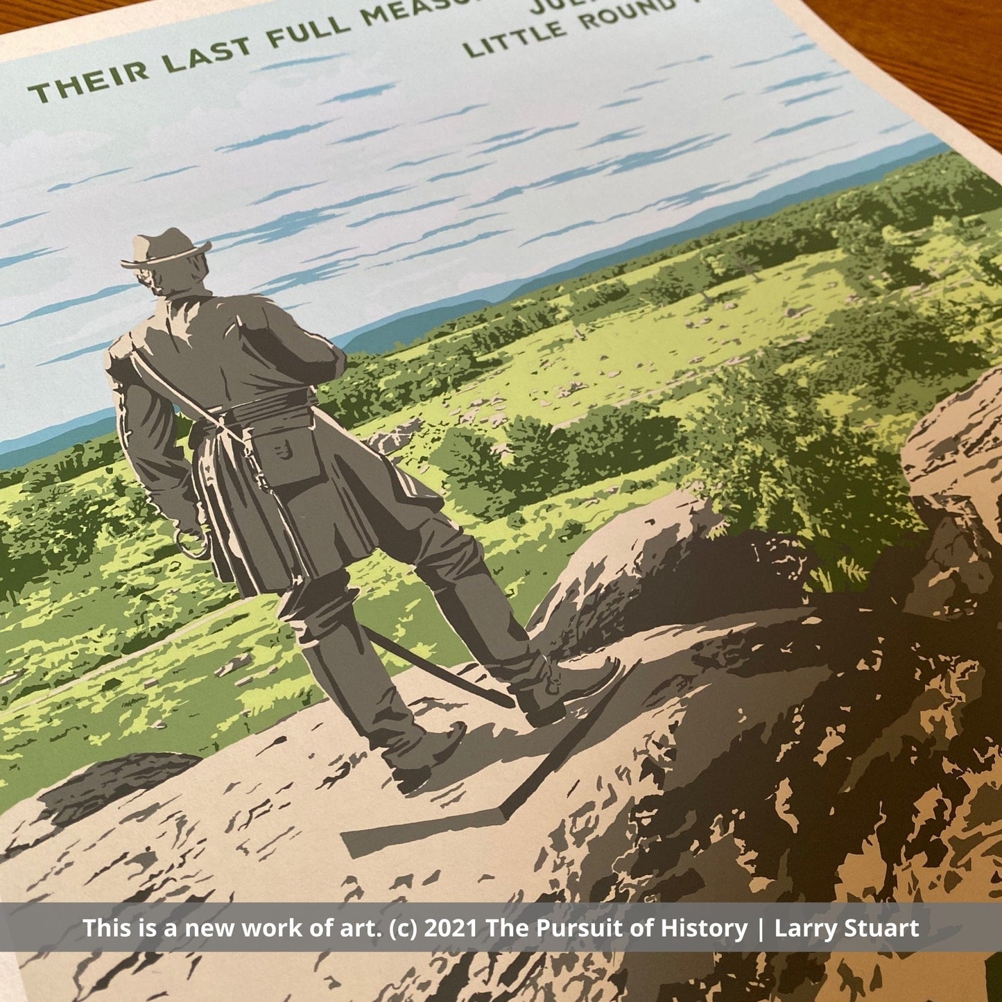 Close-up look at the Gettysburg Battlefield limited edition print — Signed and numbered — Only 200 printed from the history list store