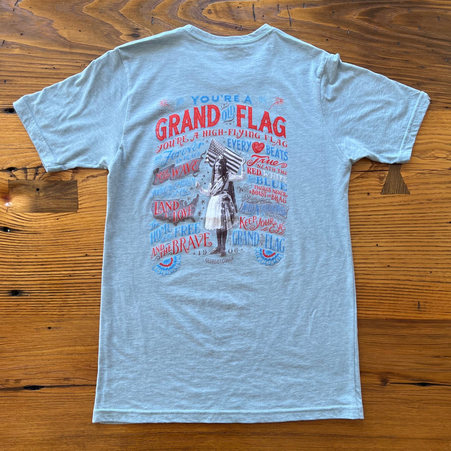 "Grand Old Flag" Shirt Light Blue color front design from the history list store