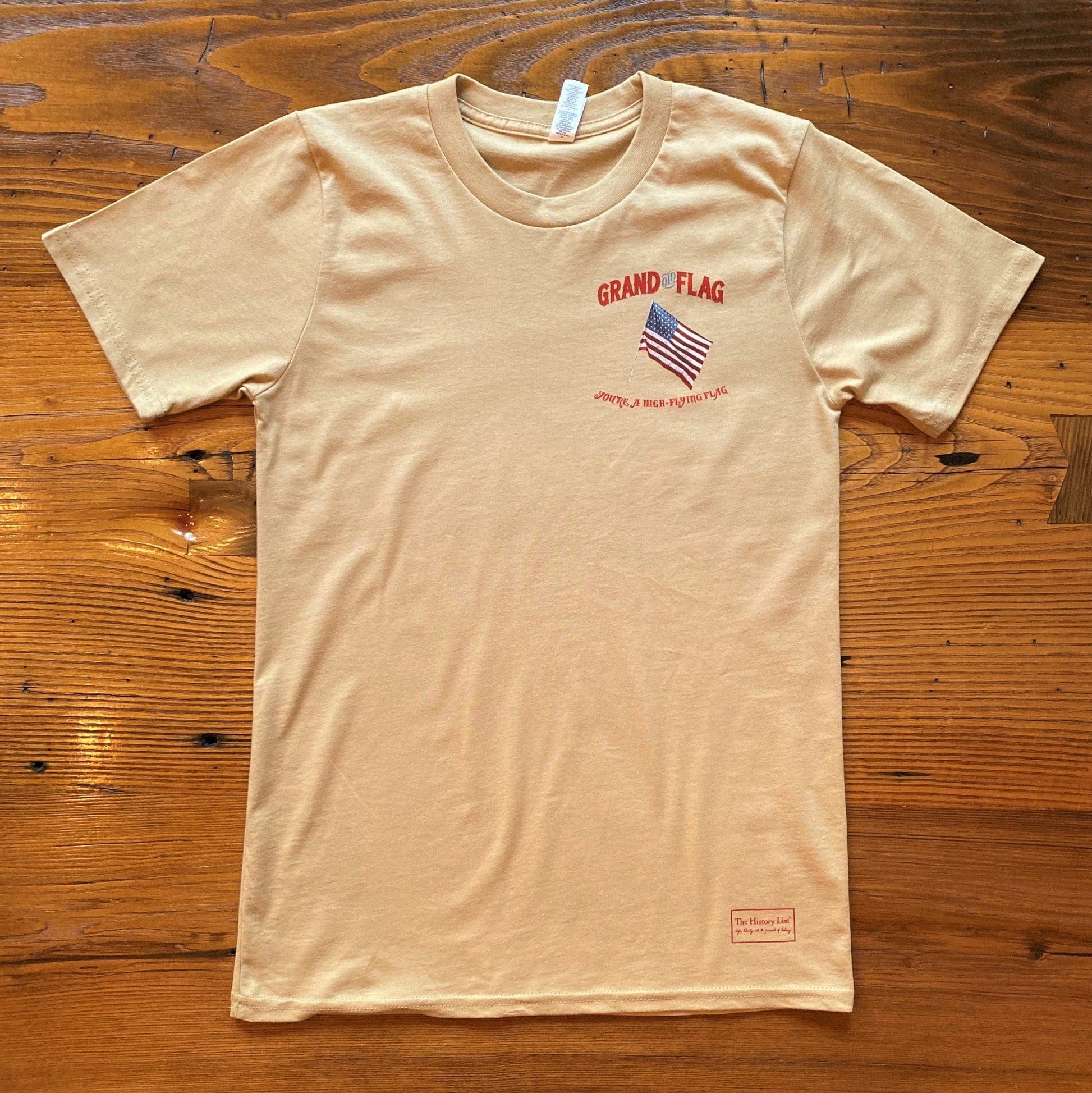 "Grand Old Flag" Shirt Sand color front design from the history list store
