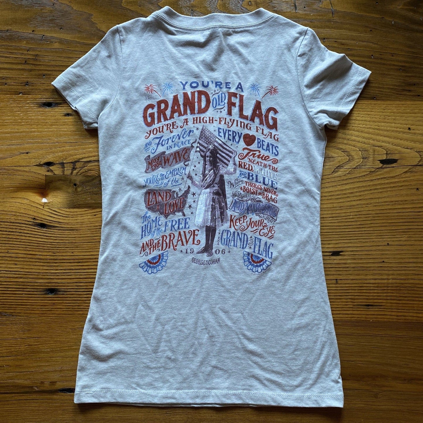 Back of "Grand Old Flag" V-neck shirt from The History List store