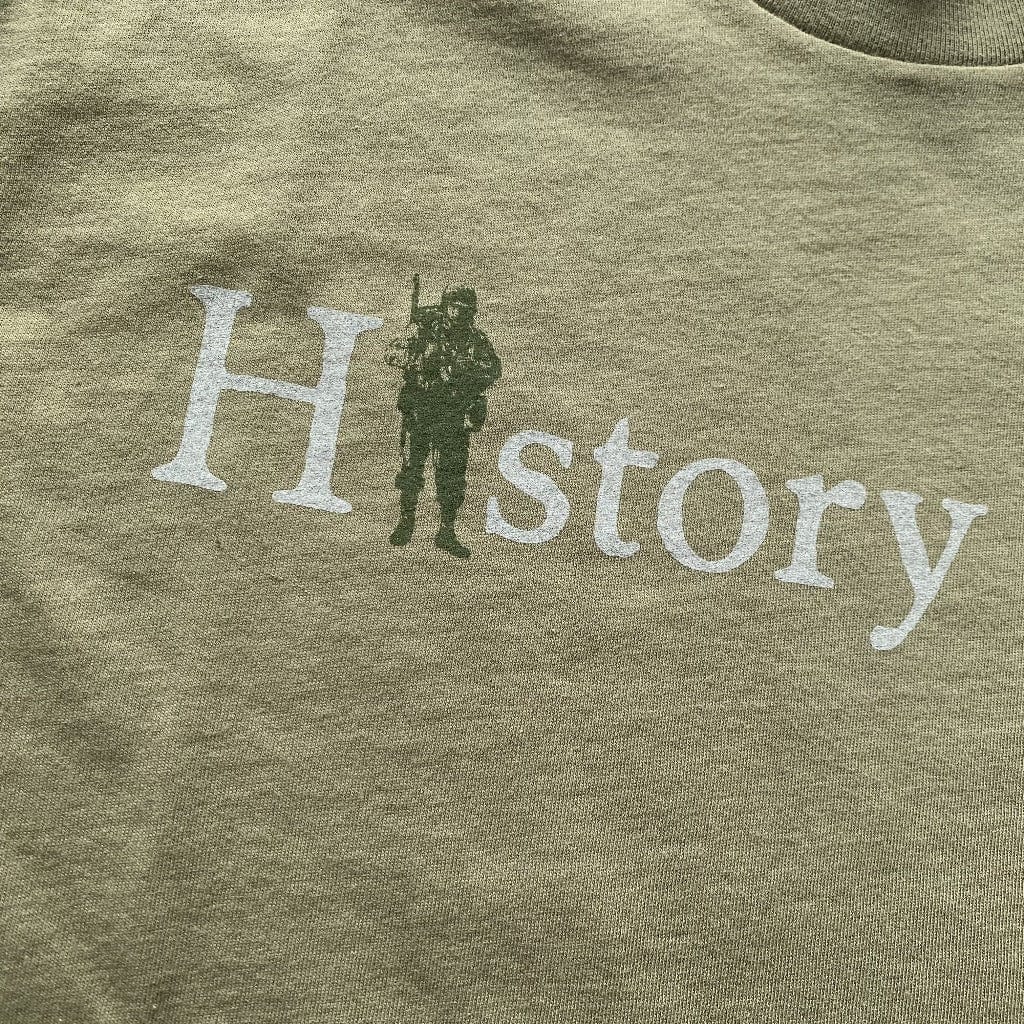 Close-up of "History Nerd" shirt with WWII Soldier from the history list store