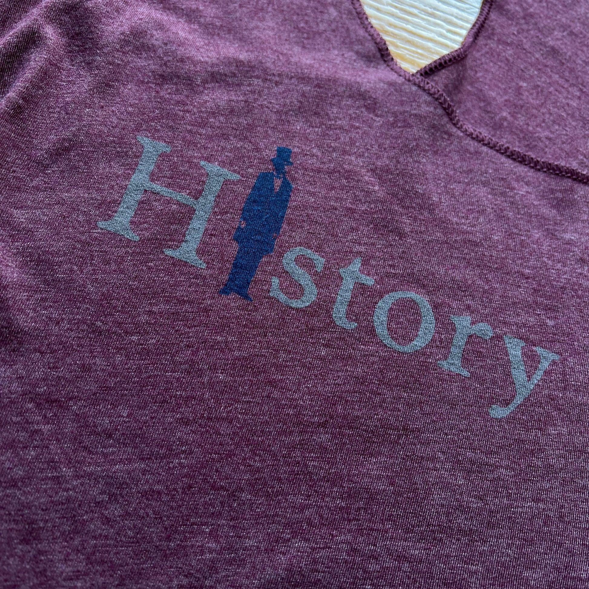 Close-up of "History Nerd" Tank top for women, with Abraham Lincoln from The History List store