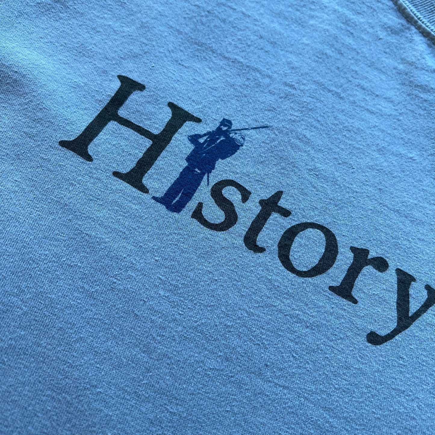 Close-up of Civil War "History Nerd" Shirt in Saltwater blue from The History List store