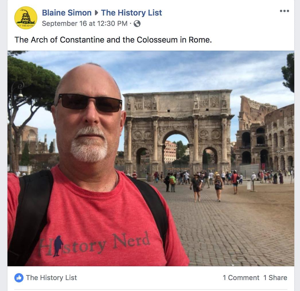 Blaine Simon wearing "History Nerd" shirt with Ben Franklin - Light red heather from The History List Store