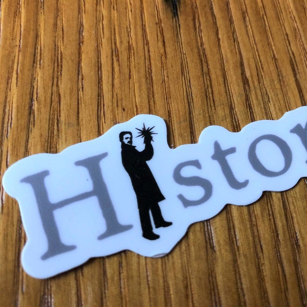 "History Geek" sticker with Nikola Tesla from The History List Store