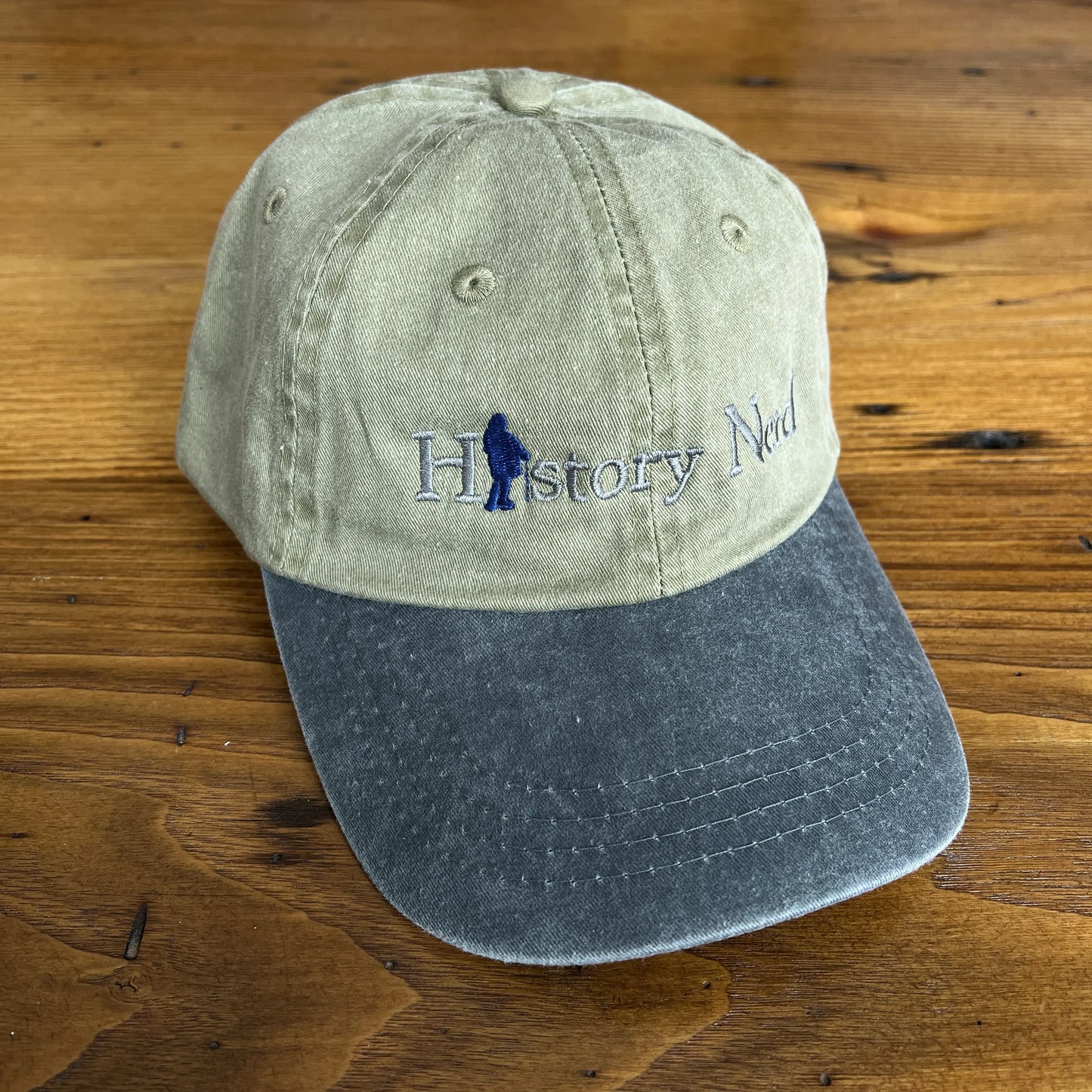 Embroidered HISTORY NERD® with Ben Franklin Two-tone cap - Khaki/Charcoal from The History List store