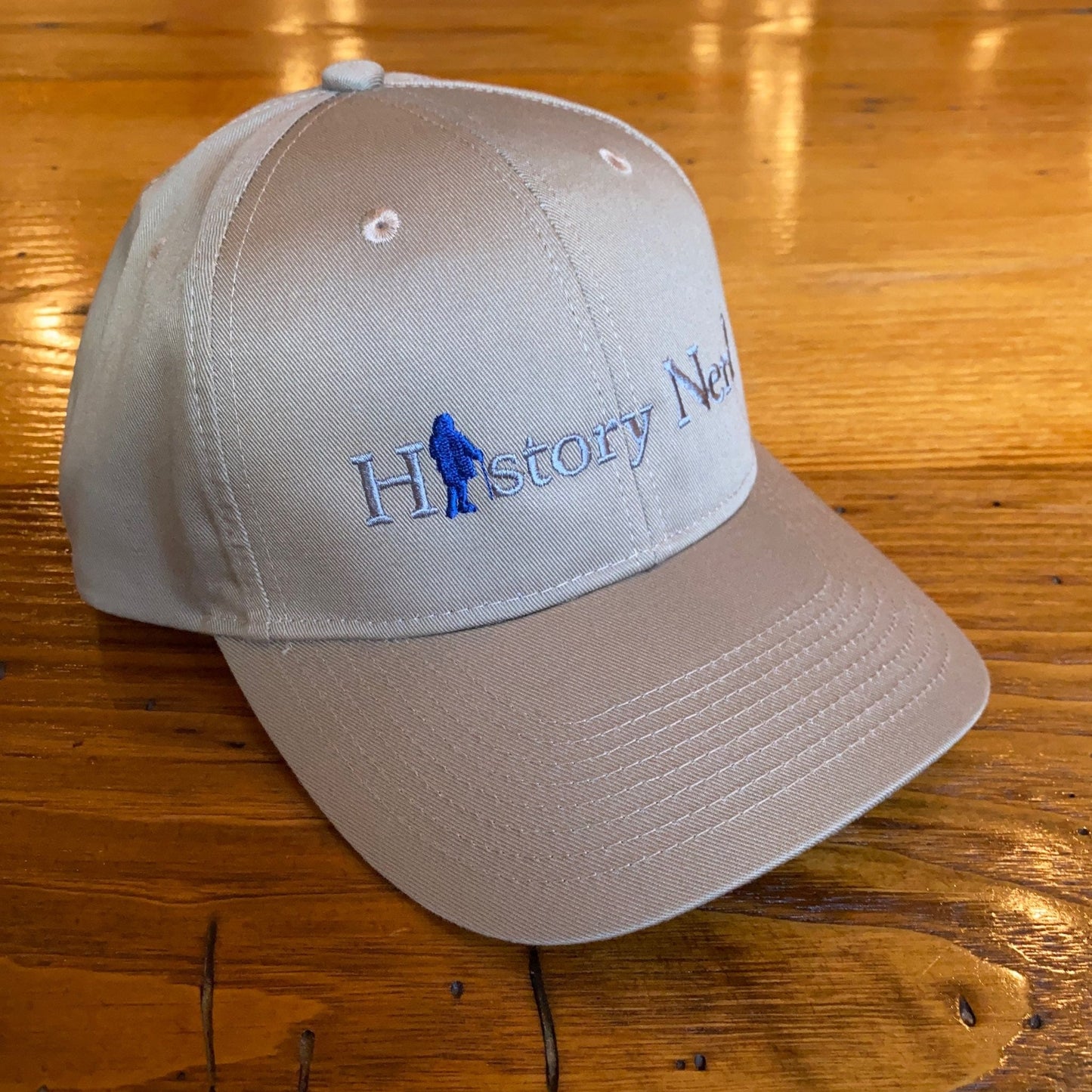 Side View for the Embroidered "History Nerd" with Ben Franklin cap - Khaki from the History List Store