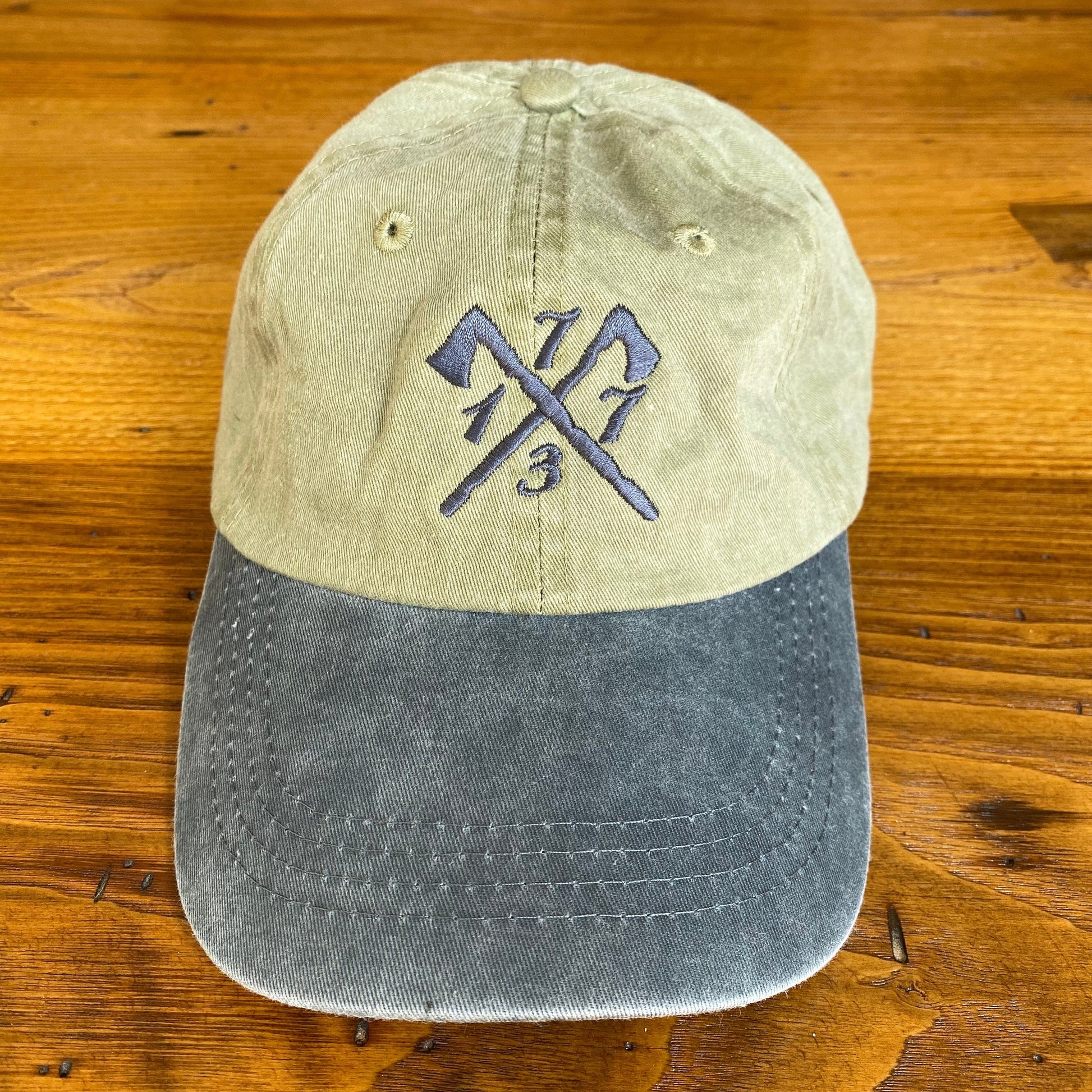 Embroidered "1773" Boston Tea Party Two-tone cap - Khaki/Charcoal from the History List Store