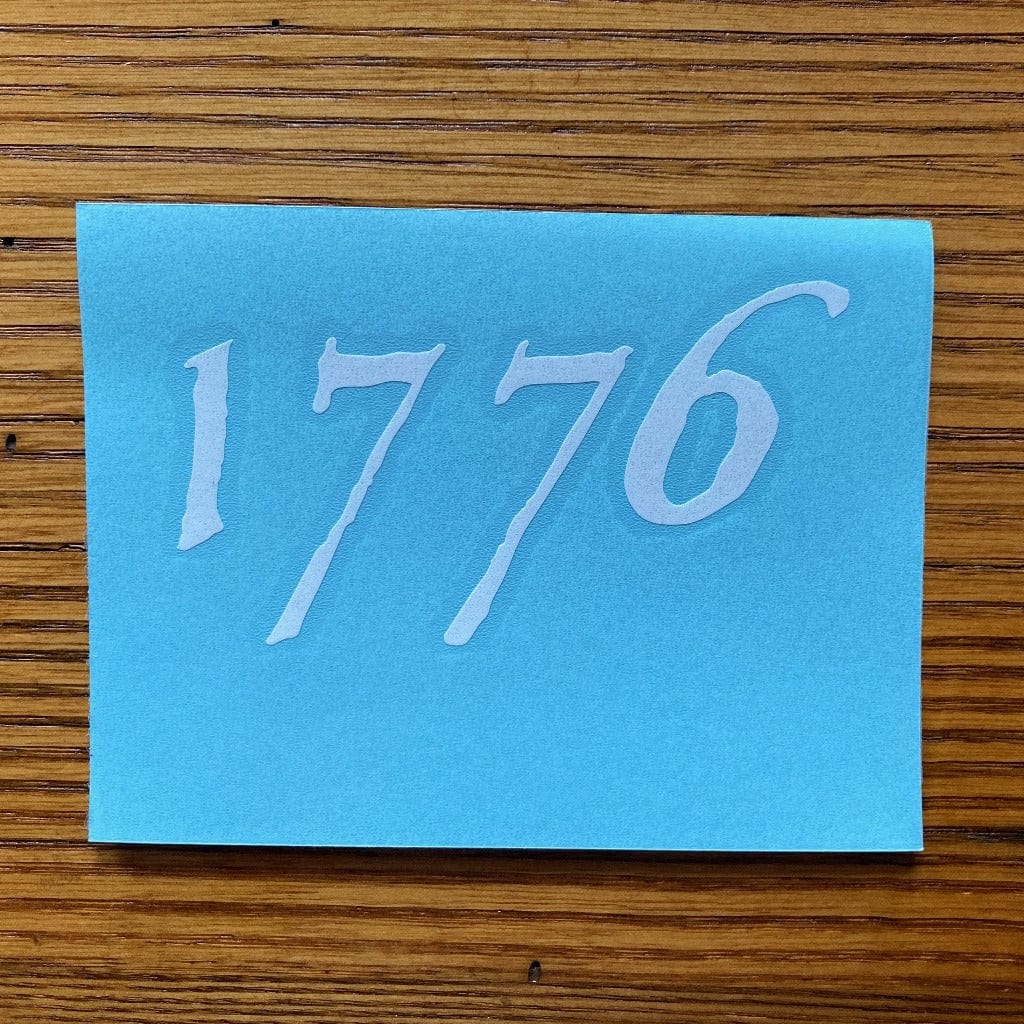 White "1776" Vinyl Decal Sticker From the History List Store
