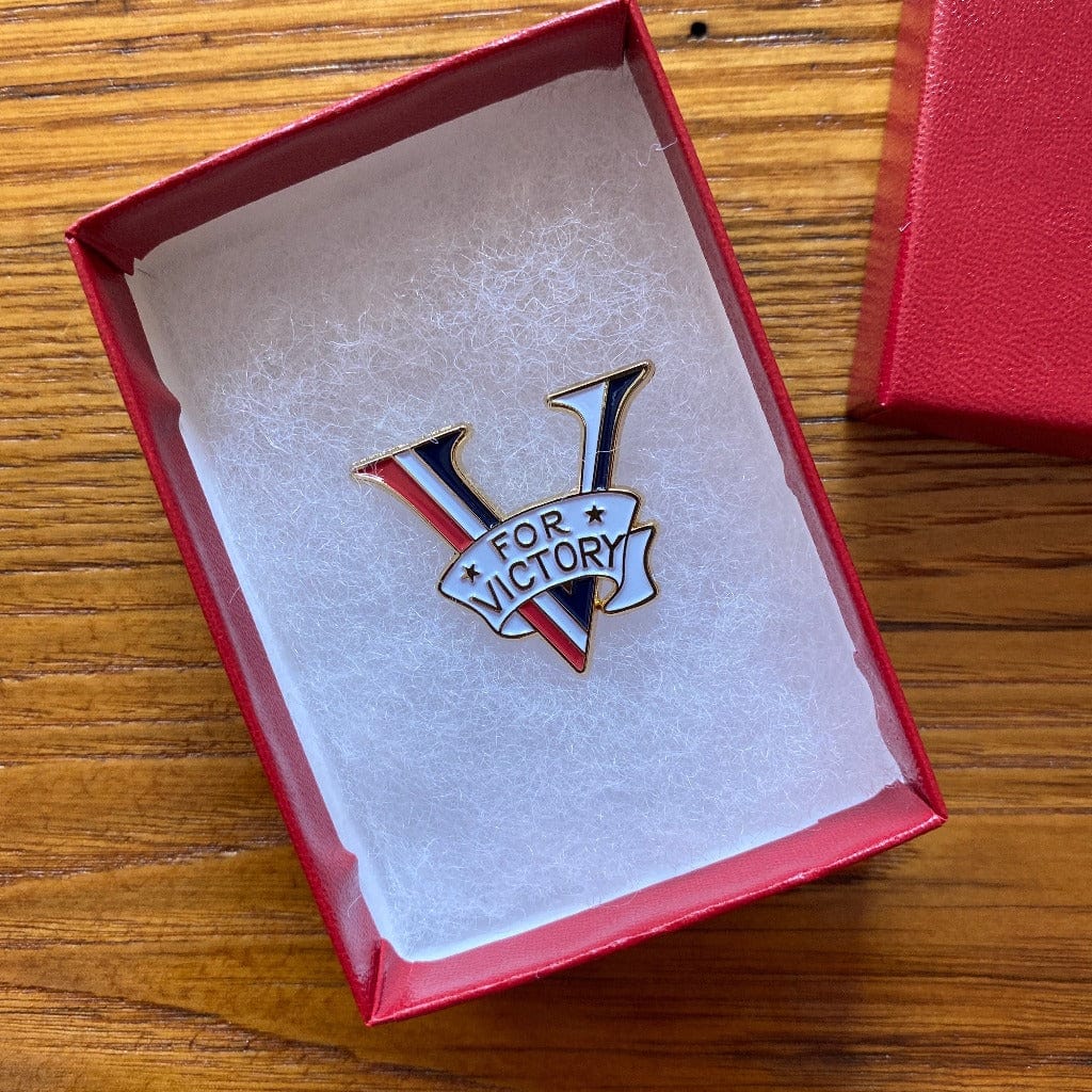 "V for Victory" Pin on Box from the History List Store