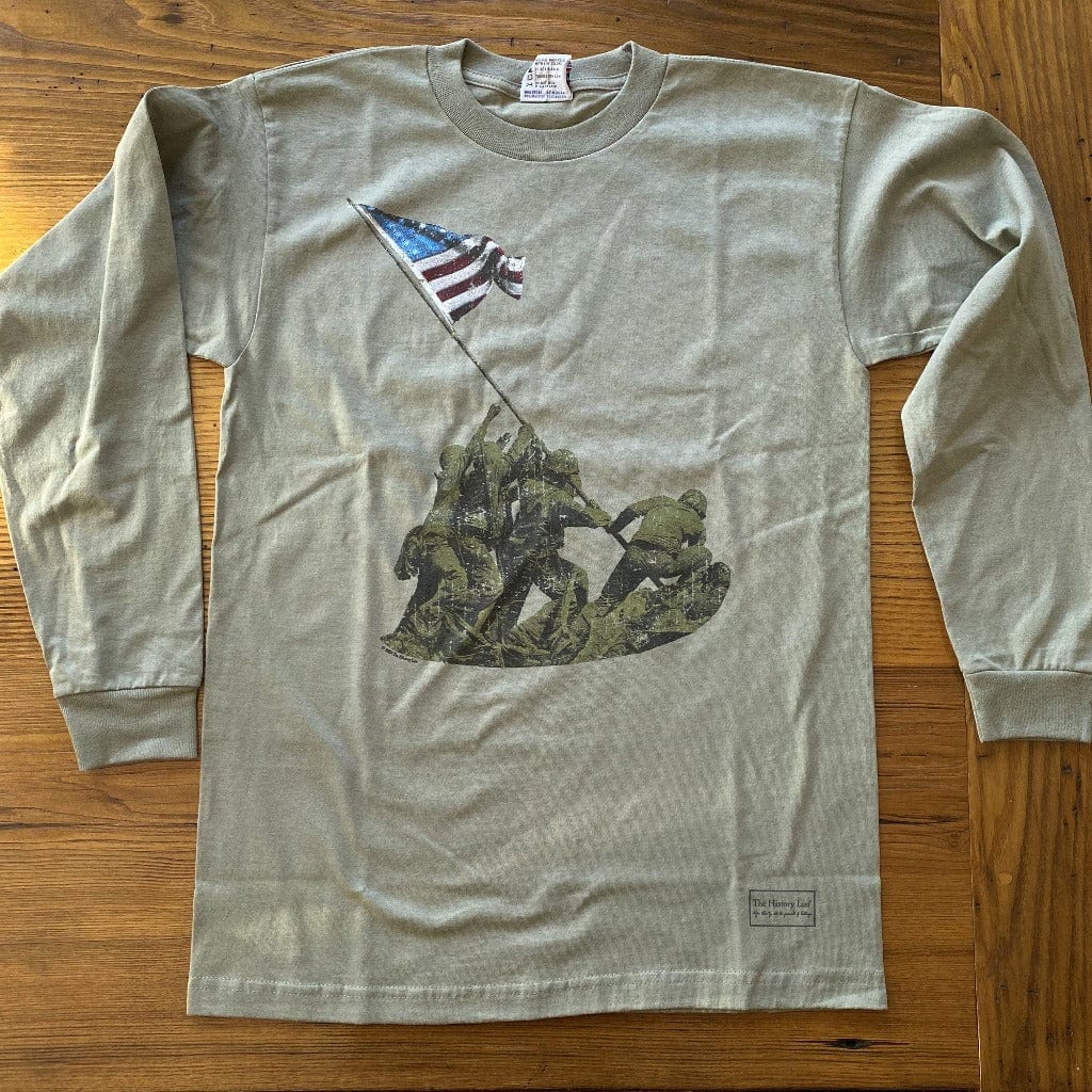 Front of the Flag raising on Mount Suribachi - 75th Anniversary of the Battle of Iwo Jima Long-sleeved shirt from the History List Store