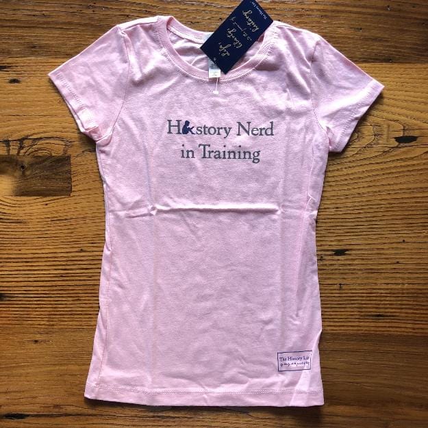 "History Nerd in Training" Youth shirt for girls - Light pink from The History List Store