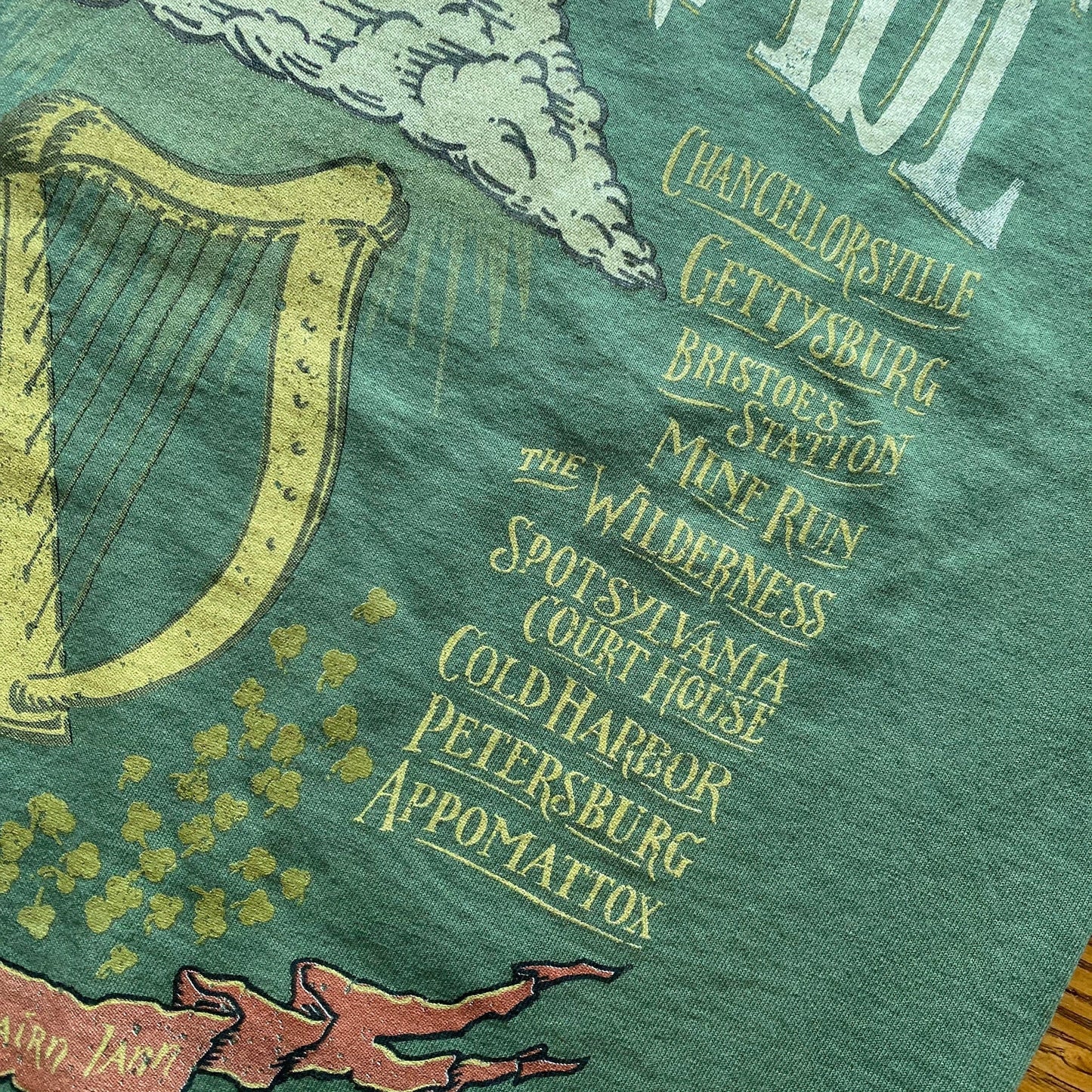 Close-up of the The Civil War "Irish Brigade" Shirt from The History List store