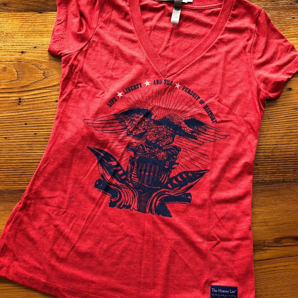 "Life, liberty, and the pursuit of history" V-neck Shirt - Light red heather from The History List Store