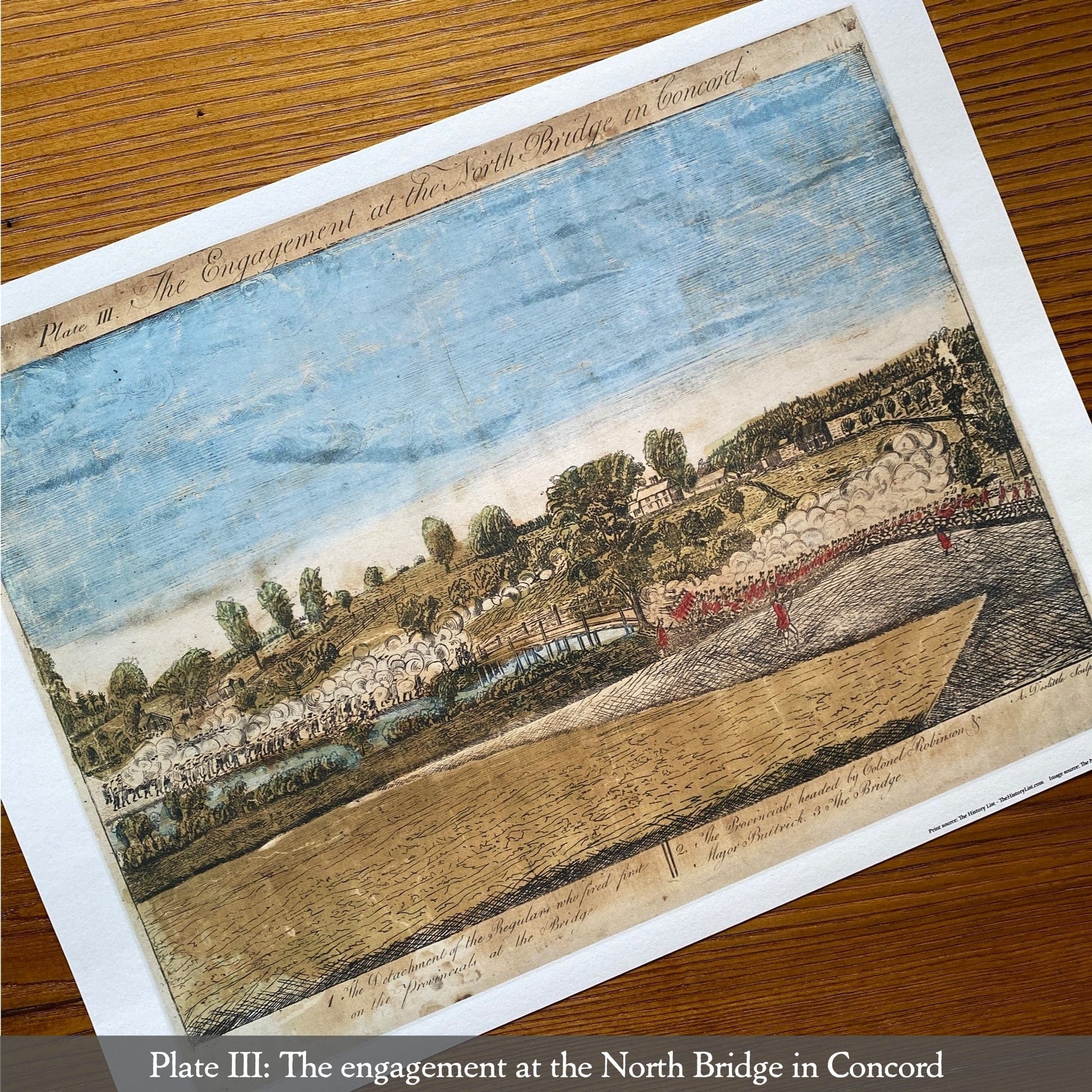 Plate 3: Th engagement at the North Bridge in Concord - "The Doolittle Engravings of the Battle of Lexington and Concord" Archival Print from the history list store