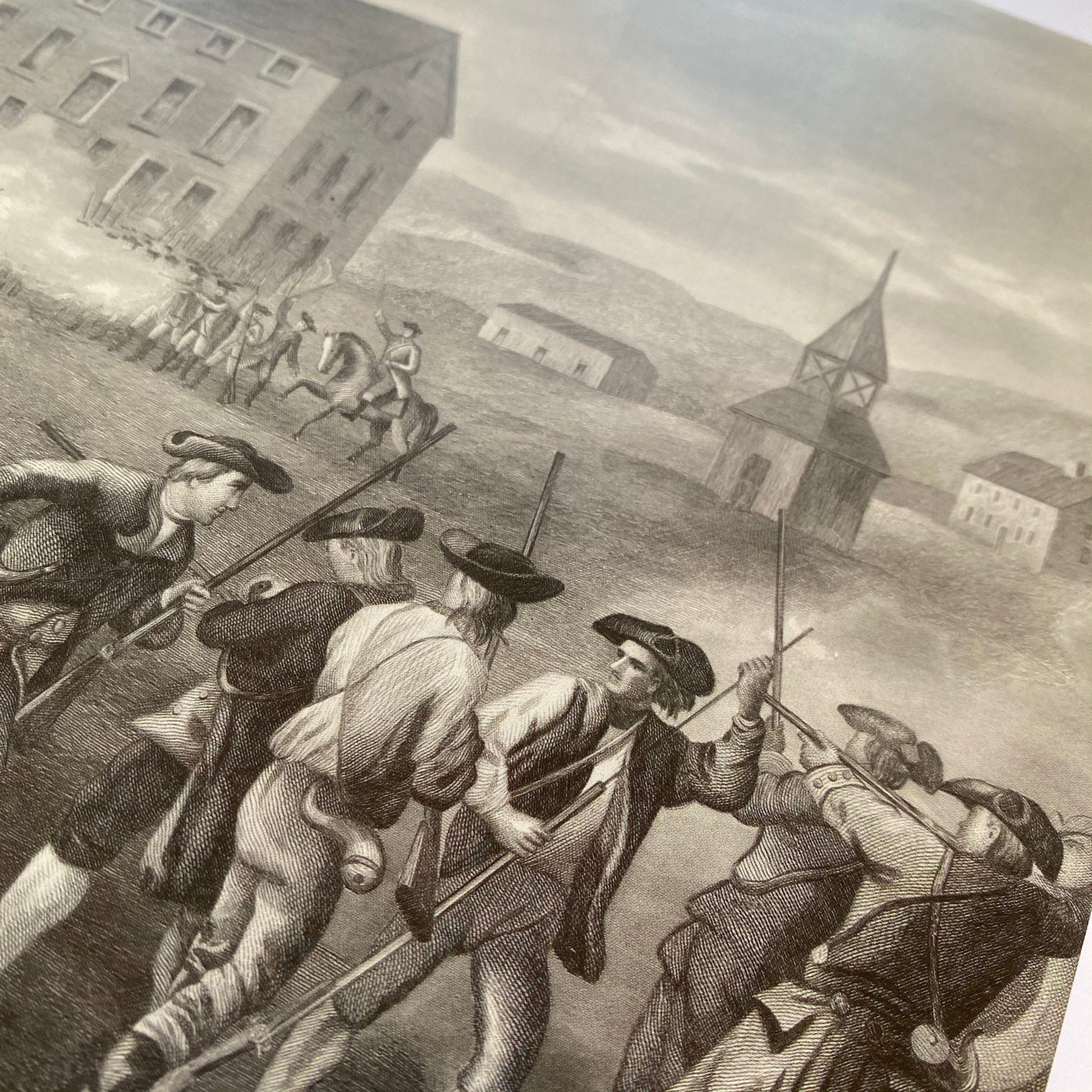 Closeup of "Battle of Lexington 1775" small poster from the history list store