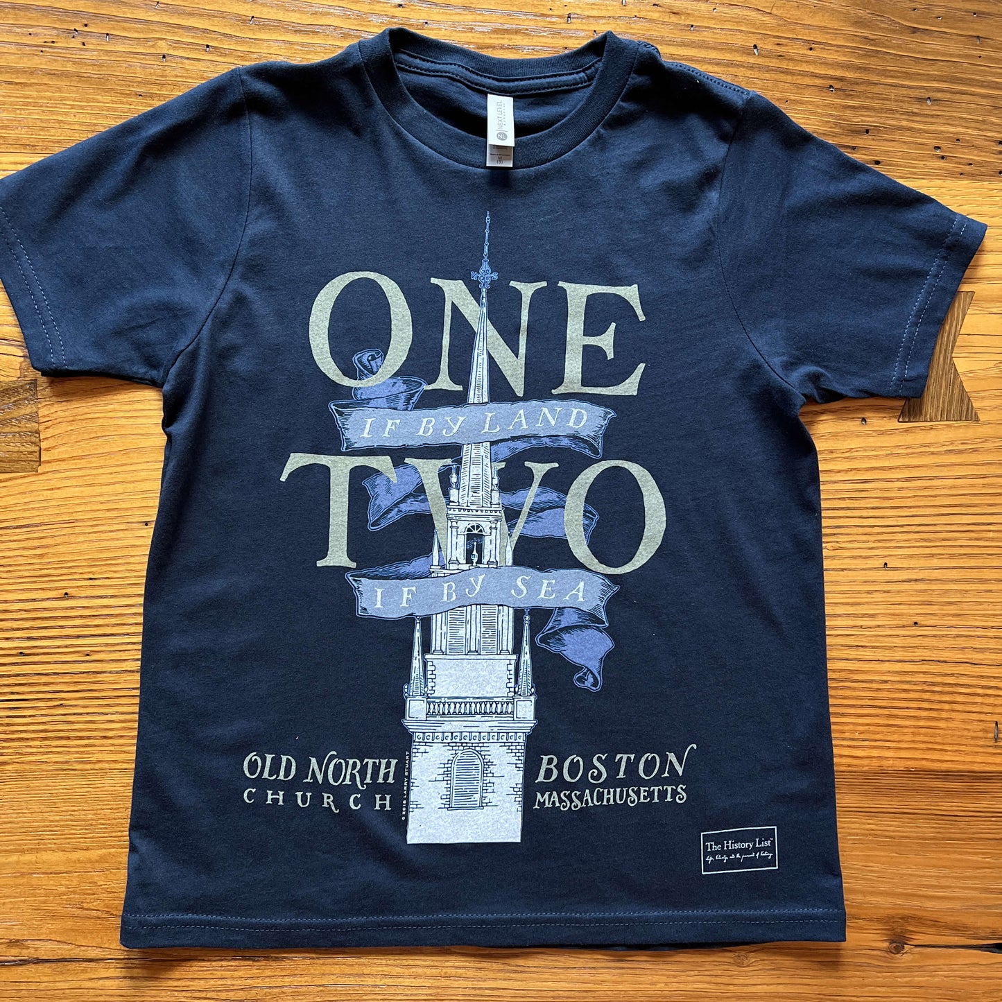 Navy Blue "One if by land . . ." Old North Special Edition T-shirt in Youth sizes from the history list store