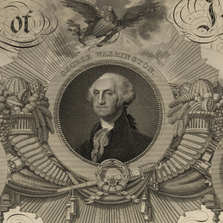 Close-up George Washington Image | Historic "Declaration of Independence" Engraving by publisher John Binns as a small poster from the History list store