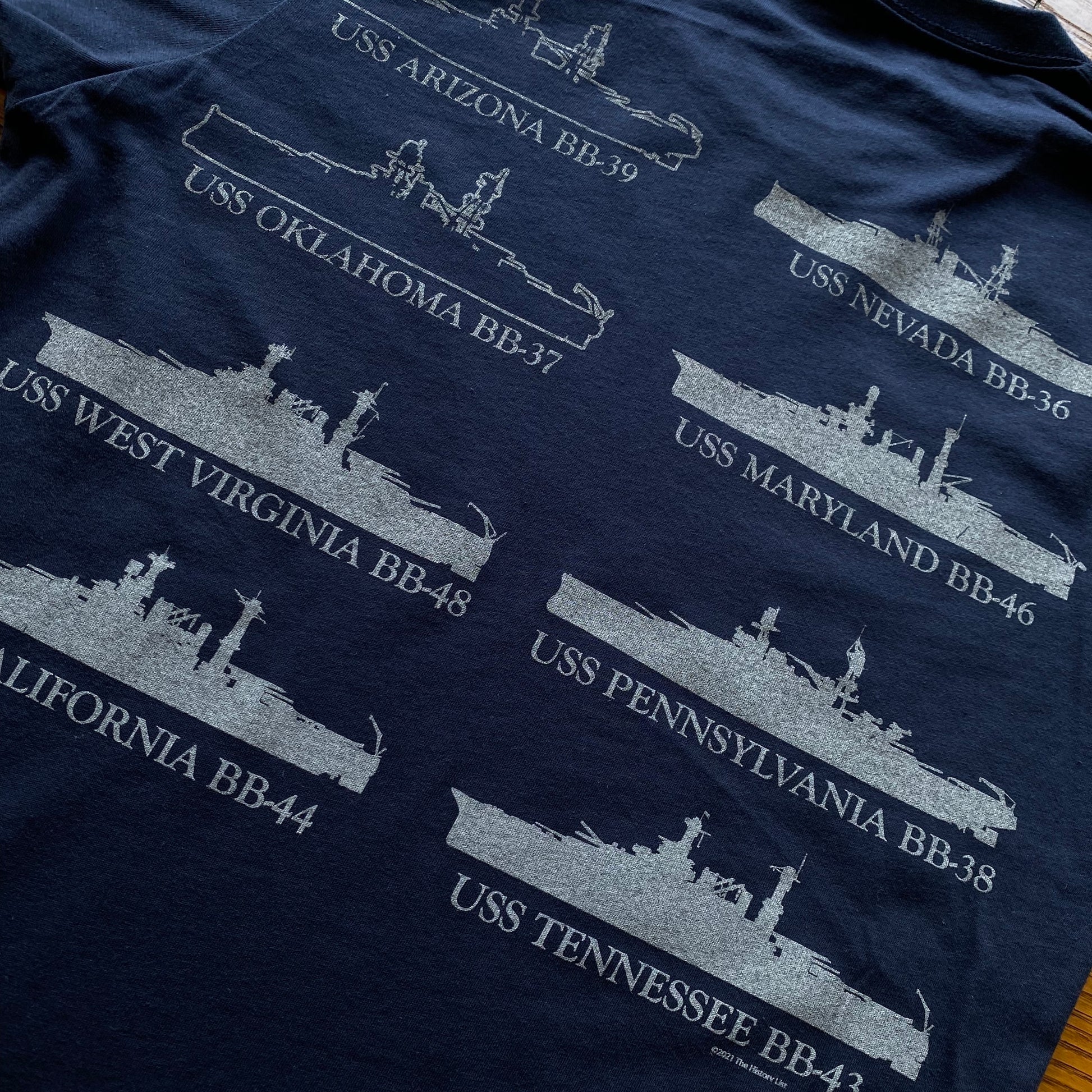 Back design of Pearl Harbor “Battleship Row” Shirt from The History List store