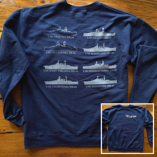 Pearl Harbor “Battleship Row” Crewneck sweatshirt from the History List Store