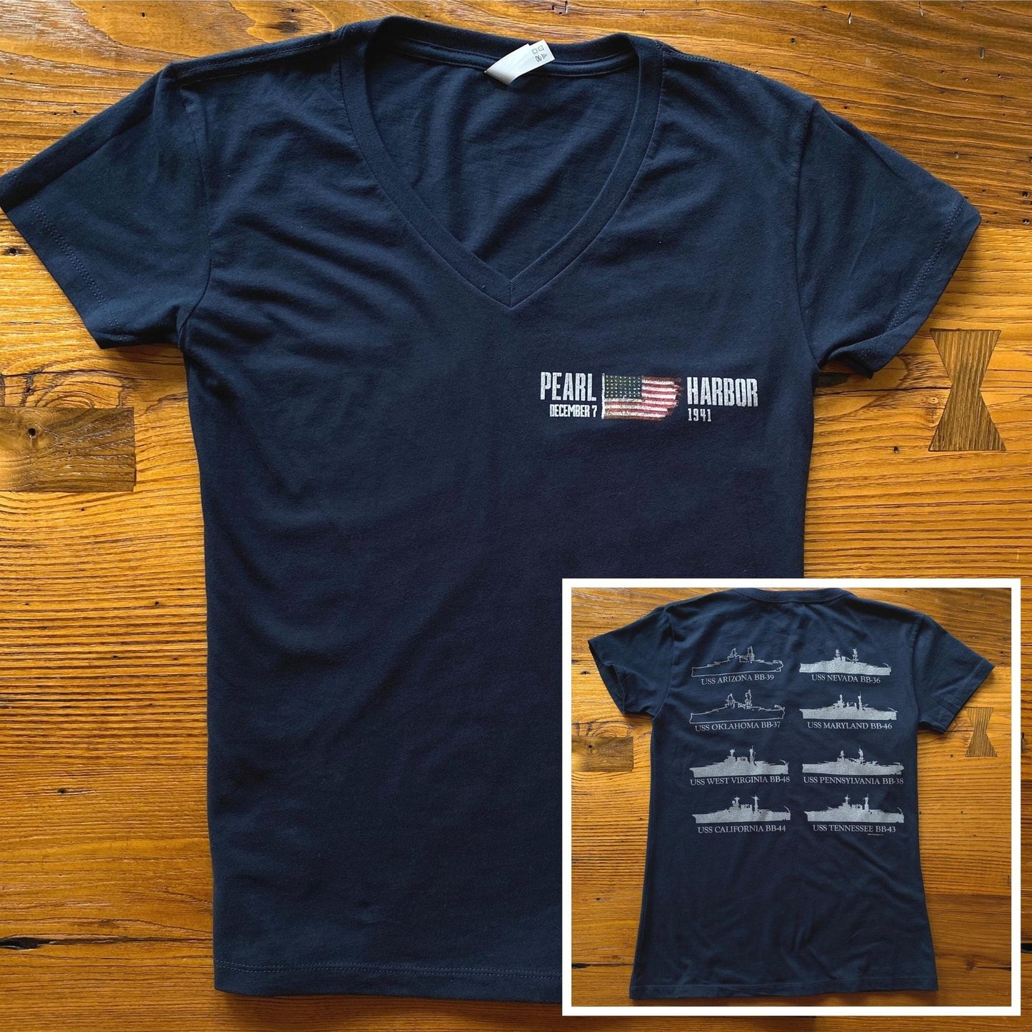 Pearl Harbor “Battleship Row” Women's v-neck shirt from the History List Store