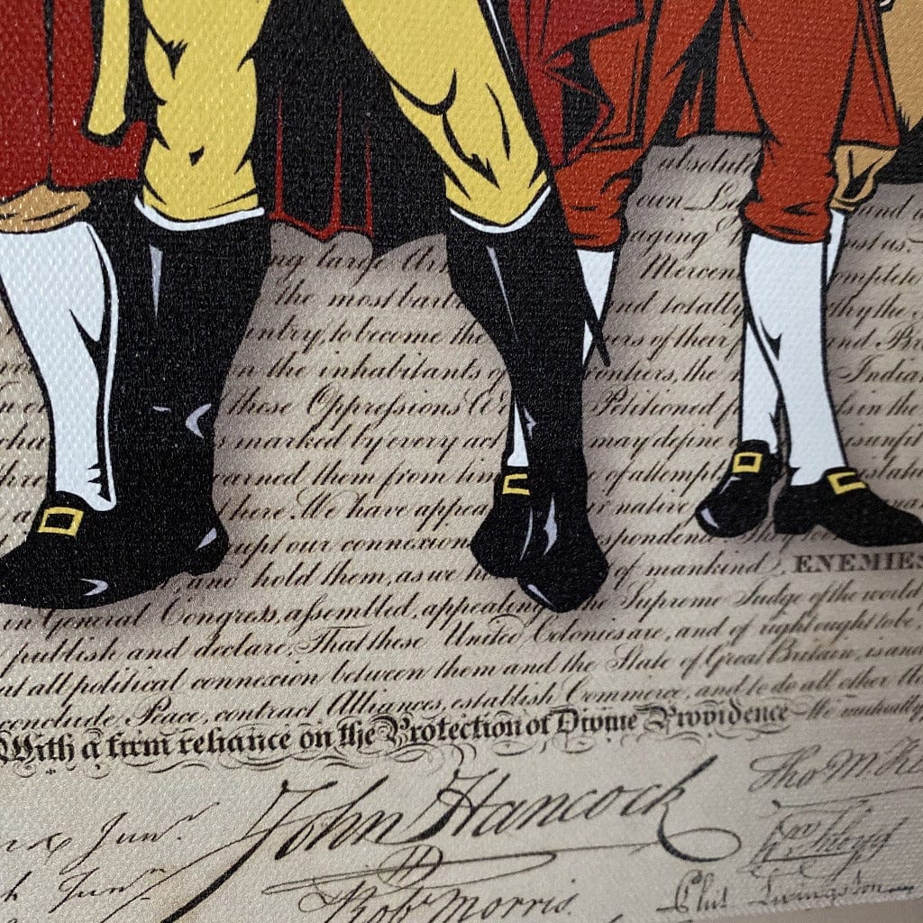 Close-up Text Revolutionary Superheroes and the Declaration of Independence on canvas with a gallery wrap from the History List Store
