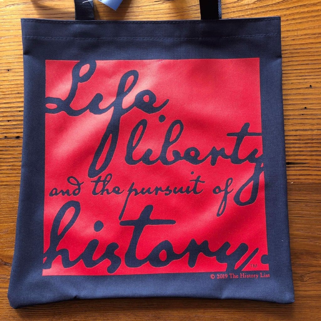 Blue "Life, liberty, and the pursuit of history" Tote bag - in 15 colors from The History List Store