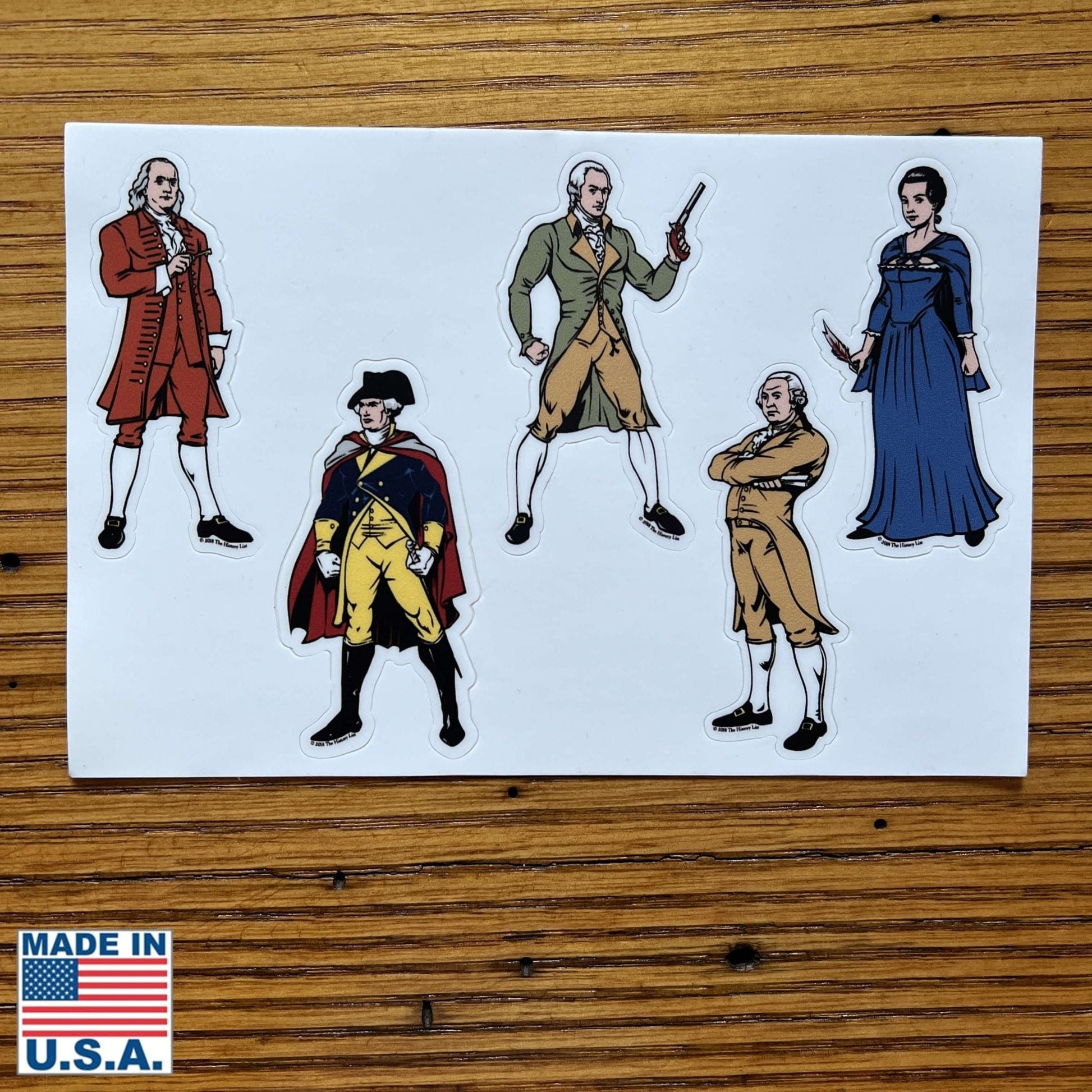 "Revolutionary Superheroes" with George Washington Sticker sheet from the history list store