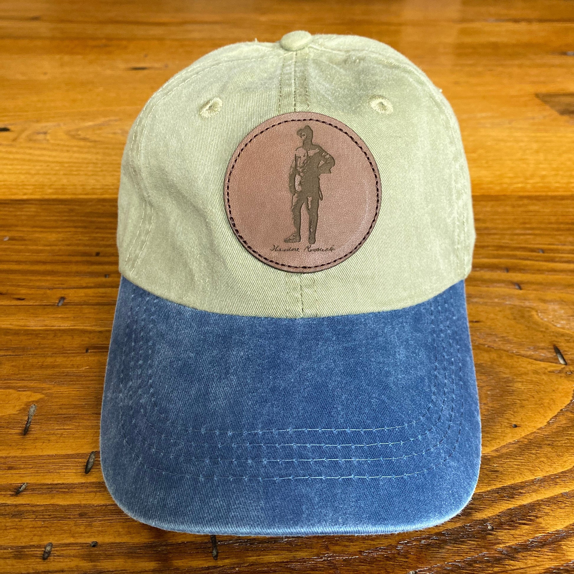 Khaki-Navy Theodore Roosevelt "Signature Series" Leather patch cap from the History List Store