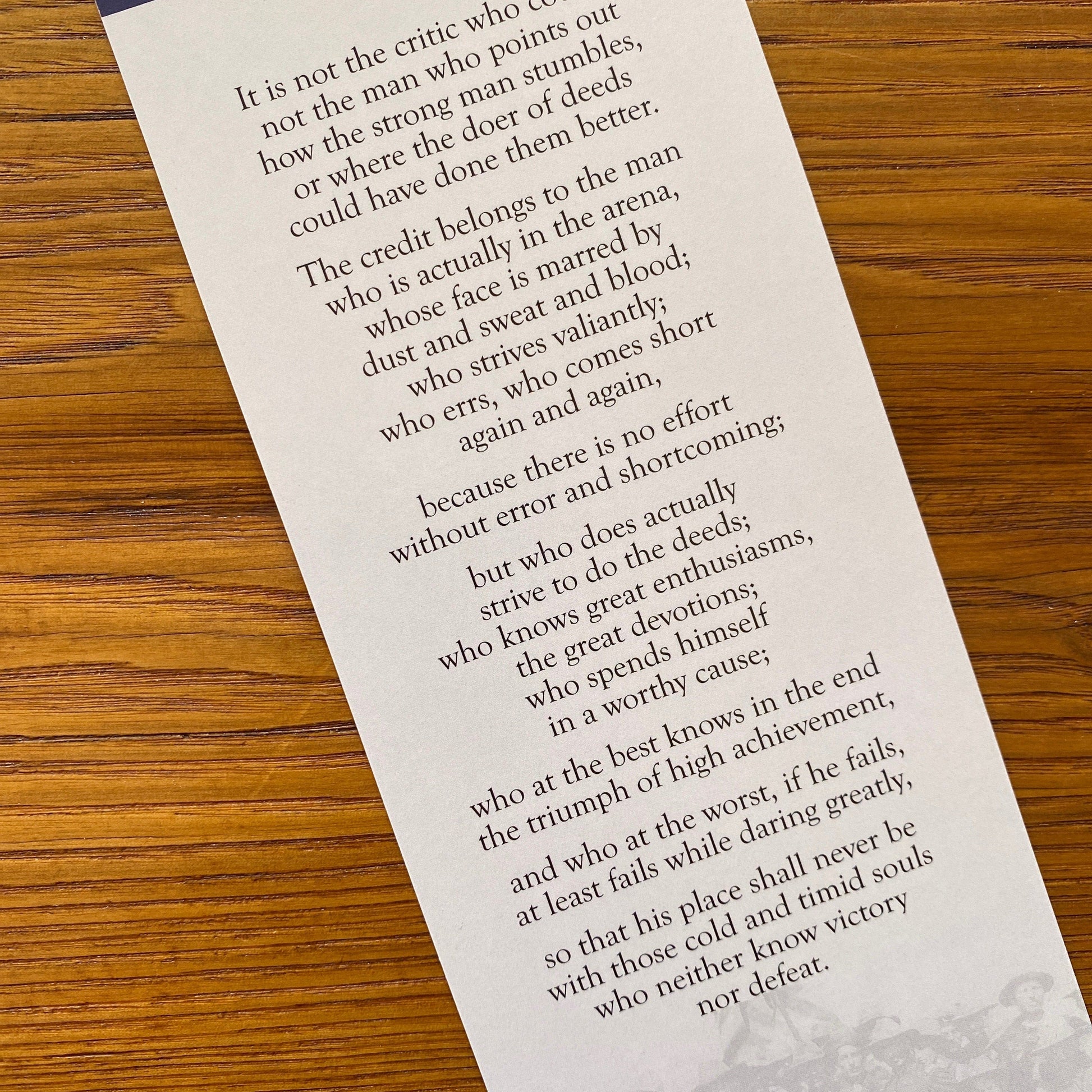 Back text of Teddy Roosevelt "Rough Riders" Bookmark from The History List sstore