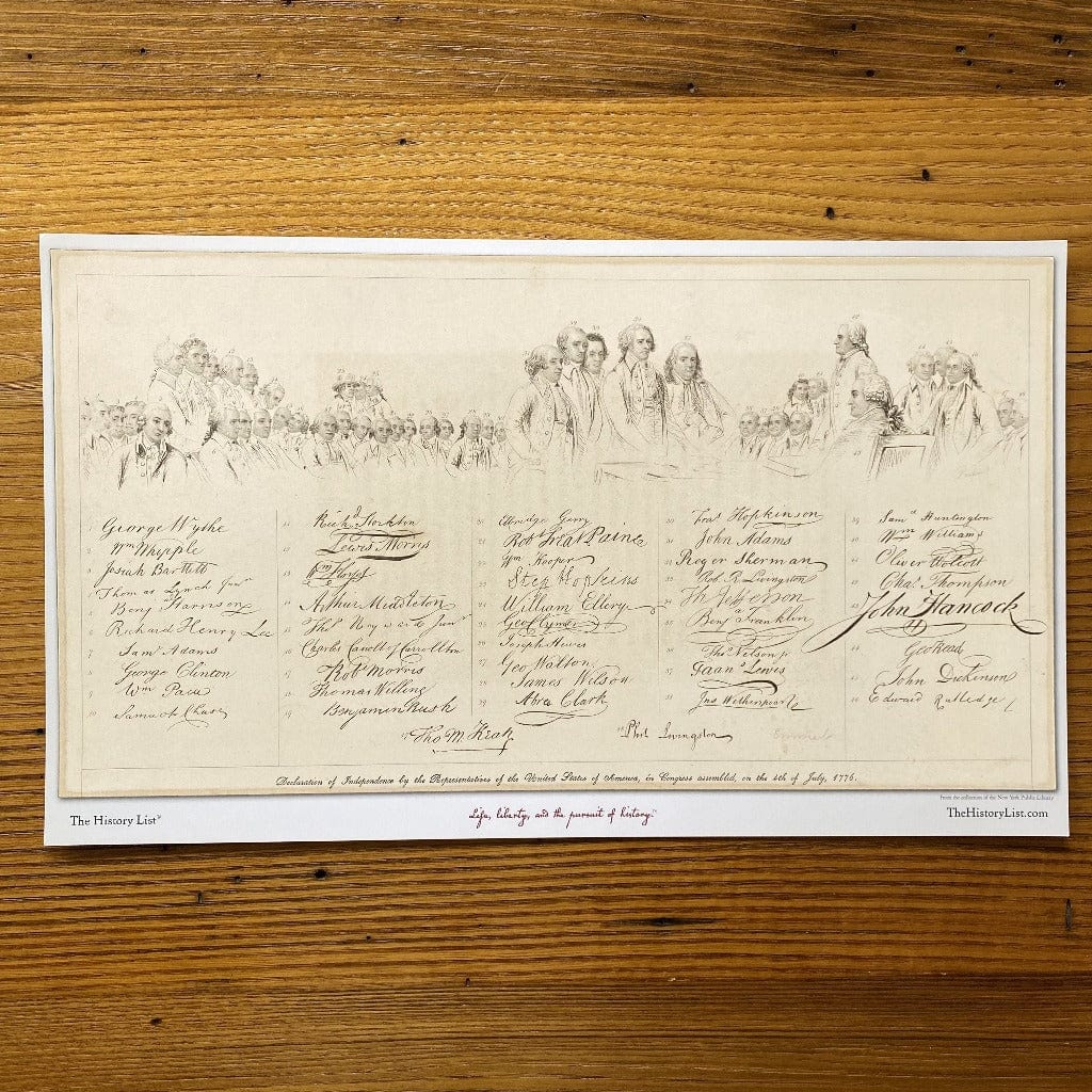 Signers of the Declaration of Independence small poster from the history list store