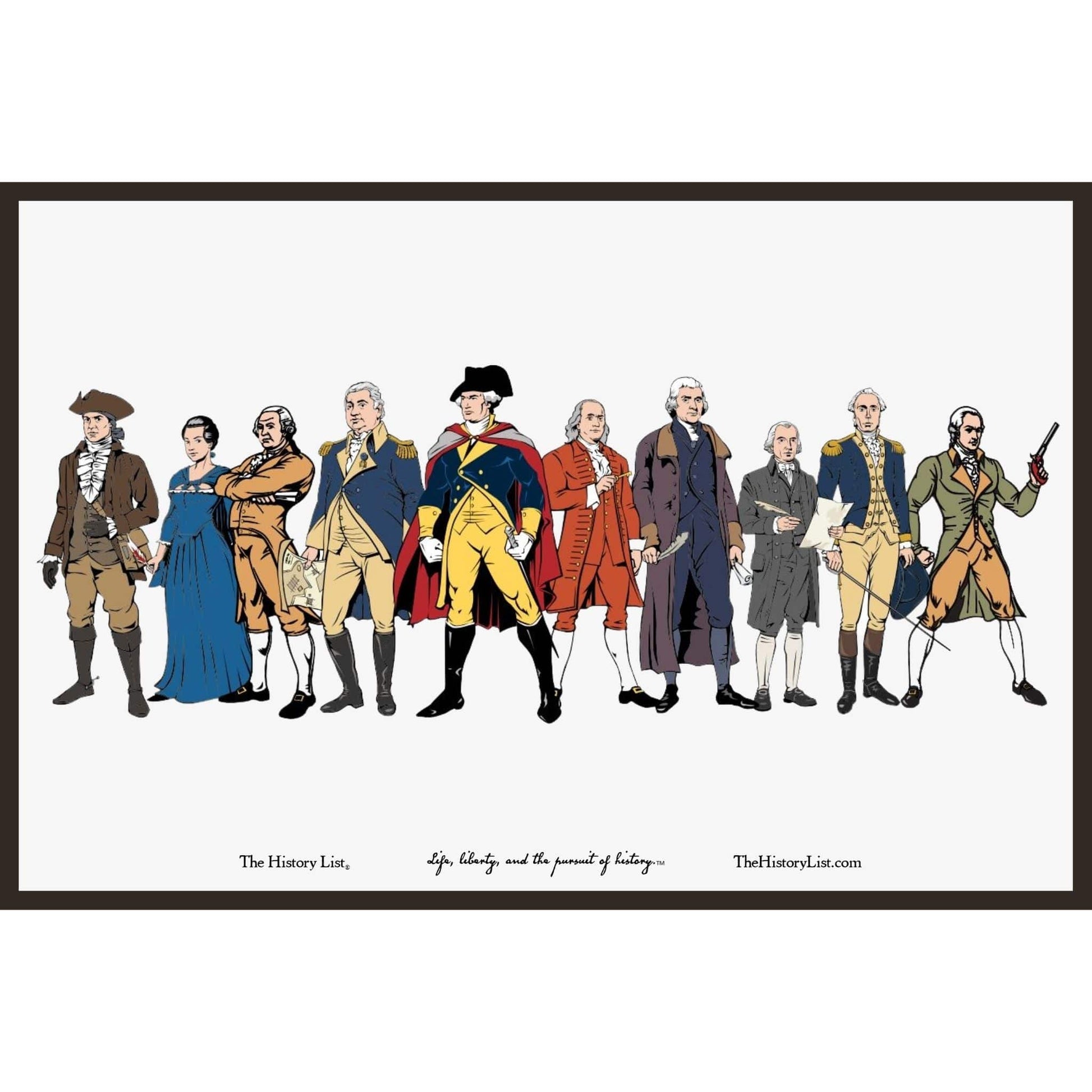 Ten "Revolutionary Superheroes" Small Framed print from the History List Store