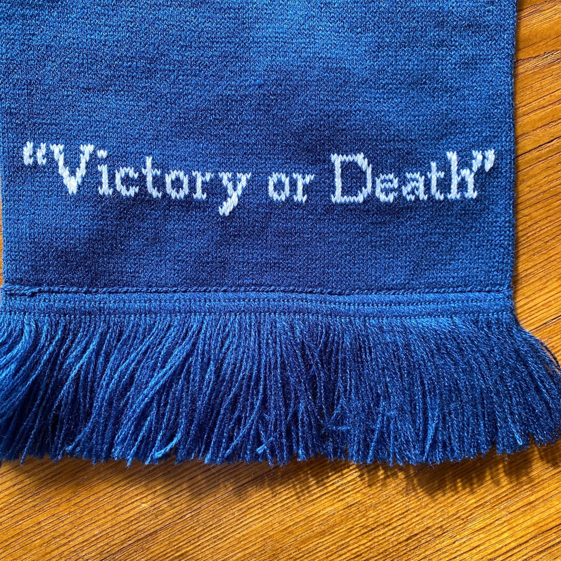 Close-up George Washington Signature "Victory or Death" woven scarf from the history list store