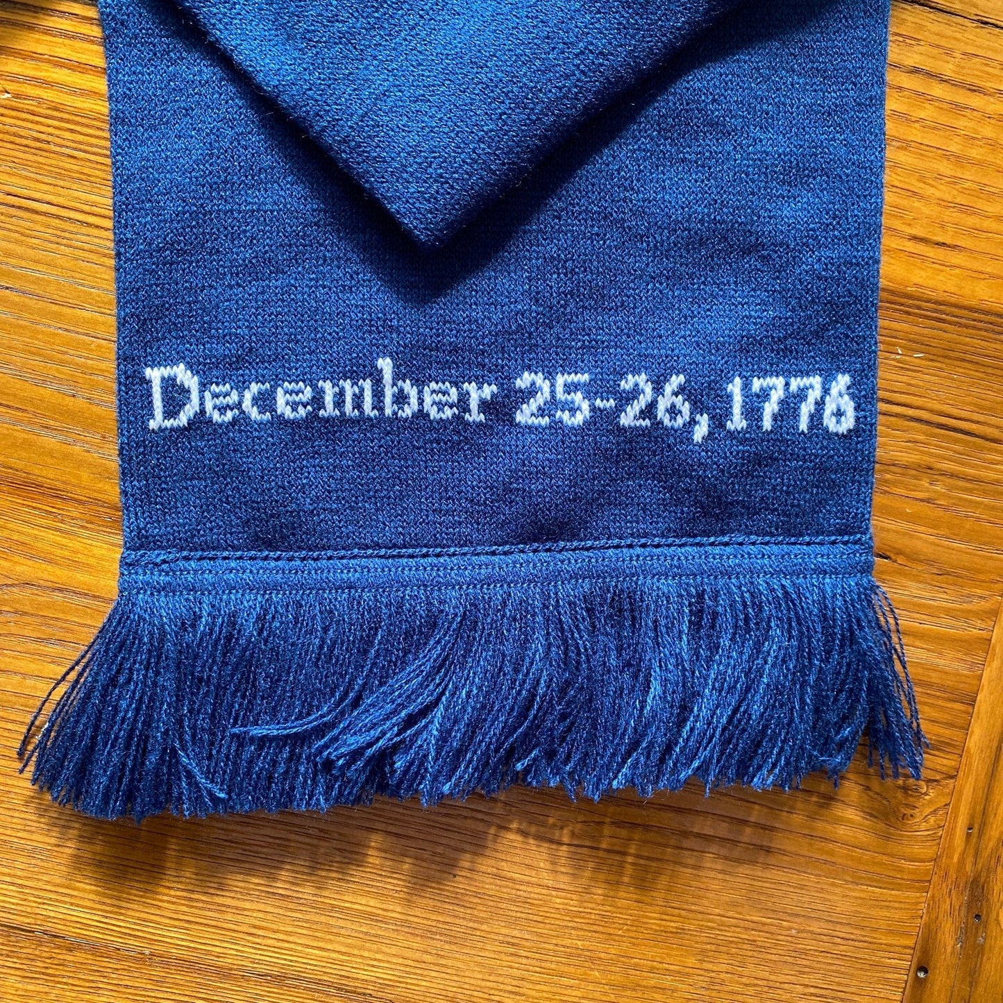 Close-up Date Dec 25-26, 1776 George Washington Signature "Victory or Death" woven scarf from the history list store