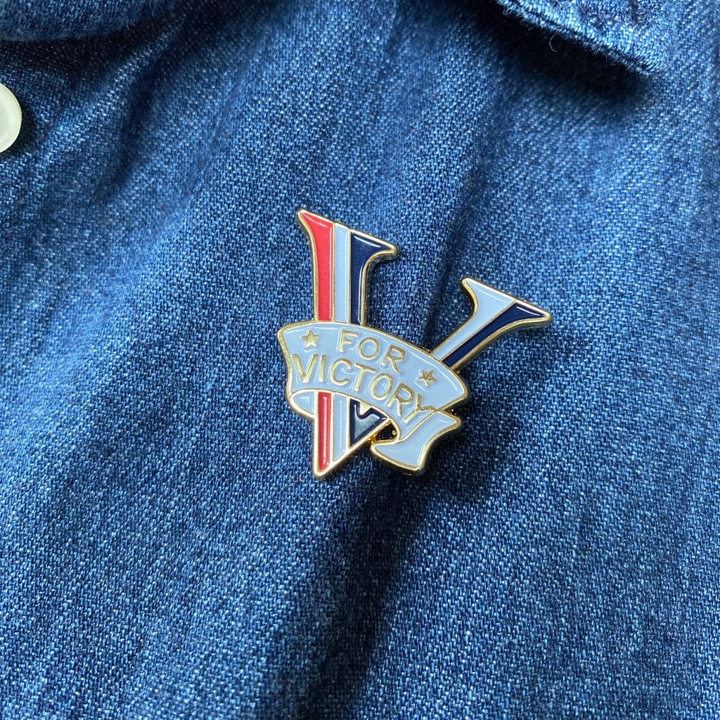 Worn "V for Victory" Pin from the History List Store