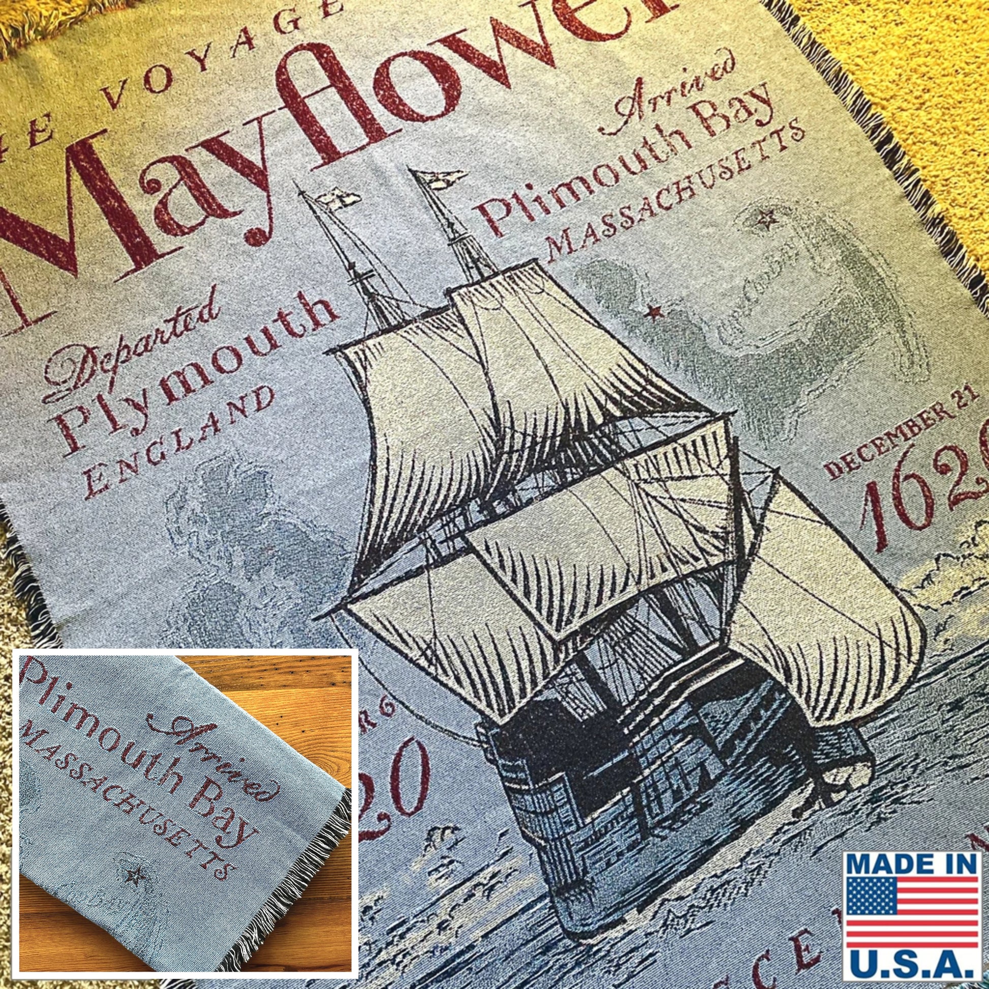 Voyage of the Mayflower woven blanket — Made in America – The