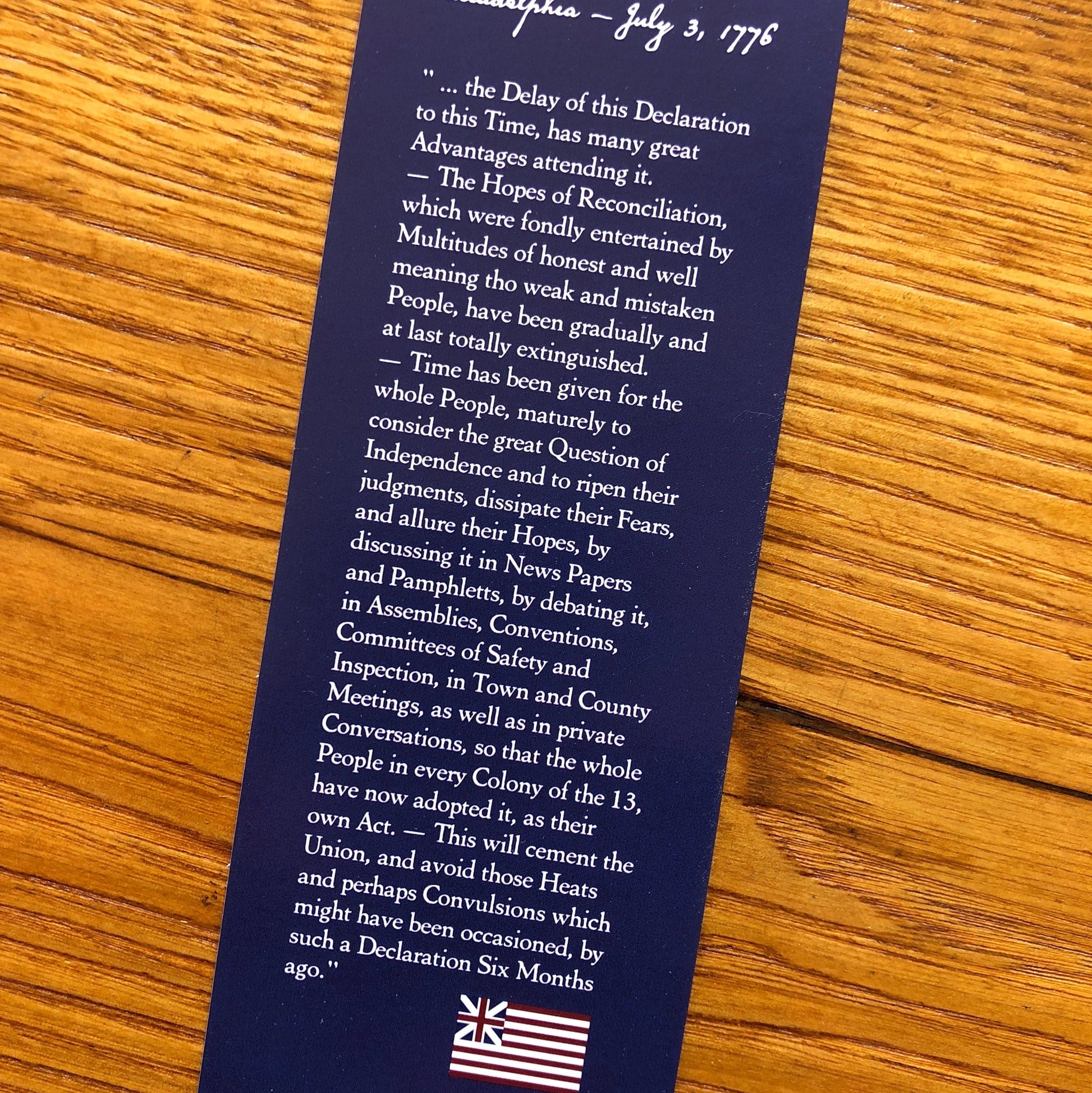 Front of "We hold these truths - July 4, 1776” Bookmark with tassel from The History List store