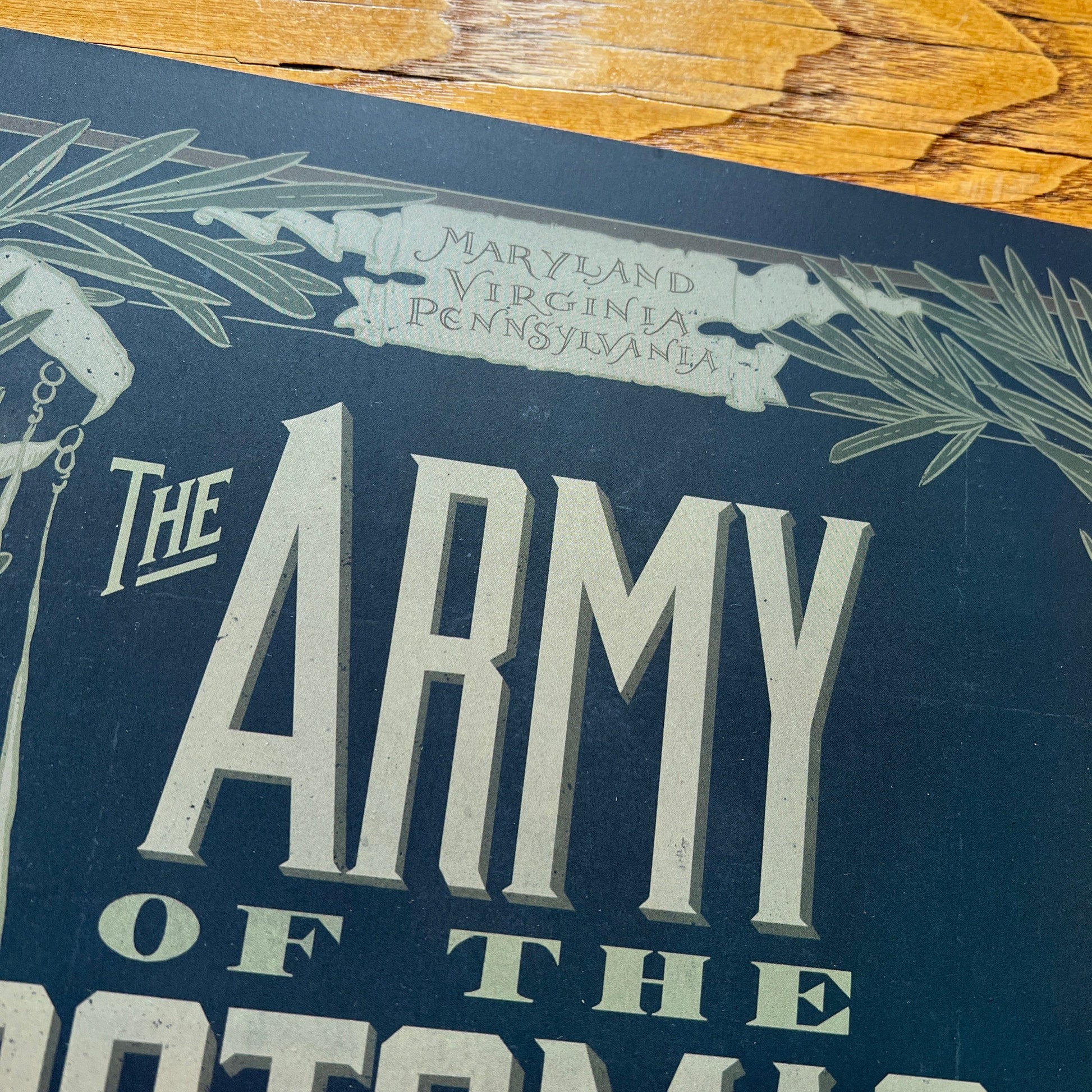 Close-up of "The Army of the Potomac" as a small poster from The History List store