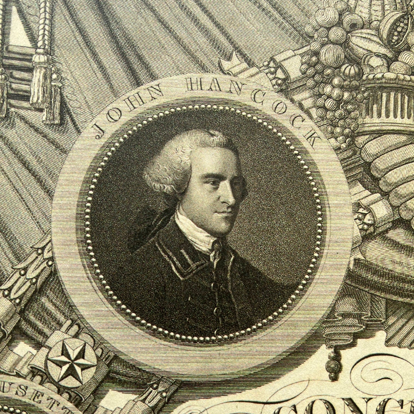Close-up of Hancock from the Historic "Declaration of Independence" engraving by publisher John Binns Archival print from The HIstory List store