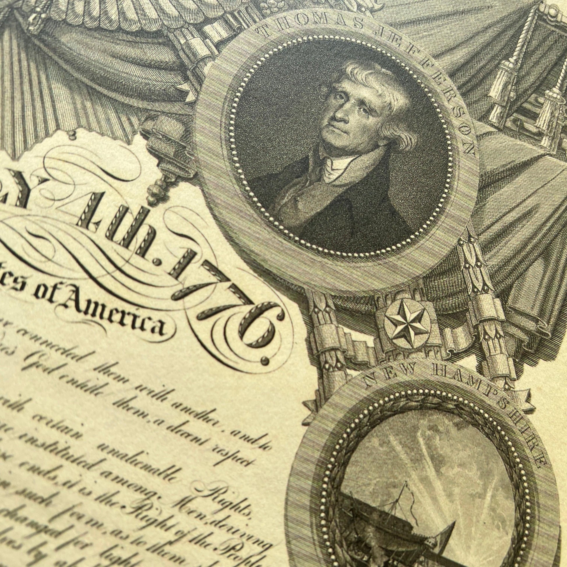 Close-up of Jefferson in Historic "Declaration of Independence" engraving by publisher John Binns Archival print from The HIstory List store