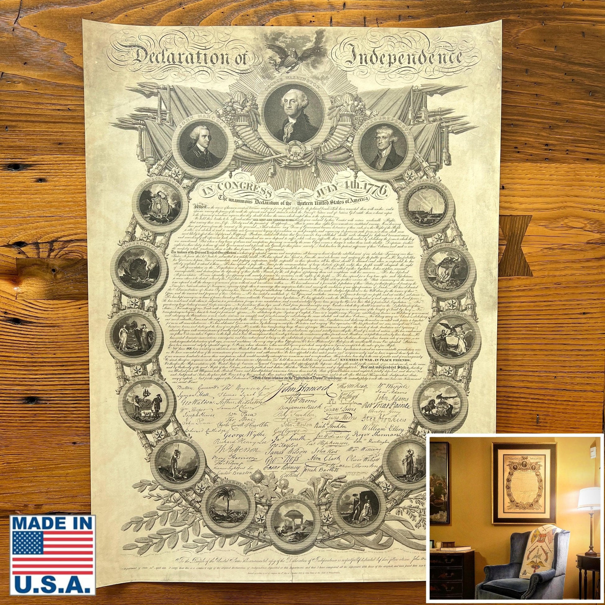 Historic “Declaration of Independence” engraving by publisher John