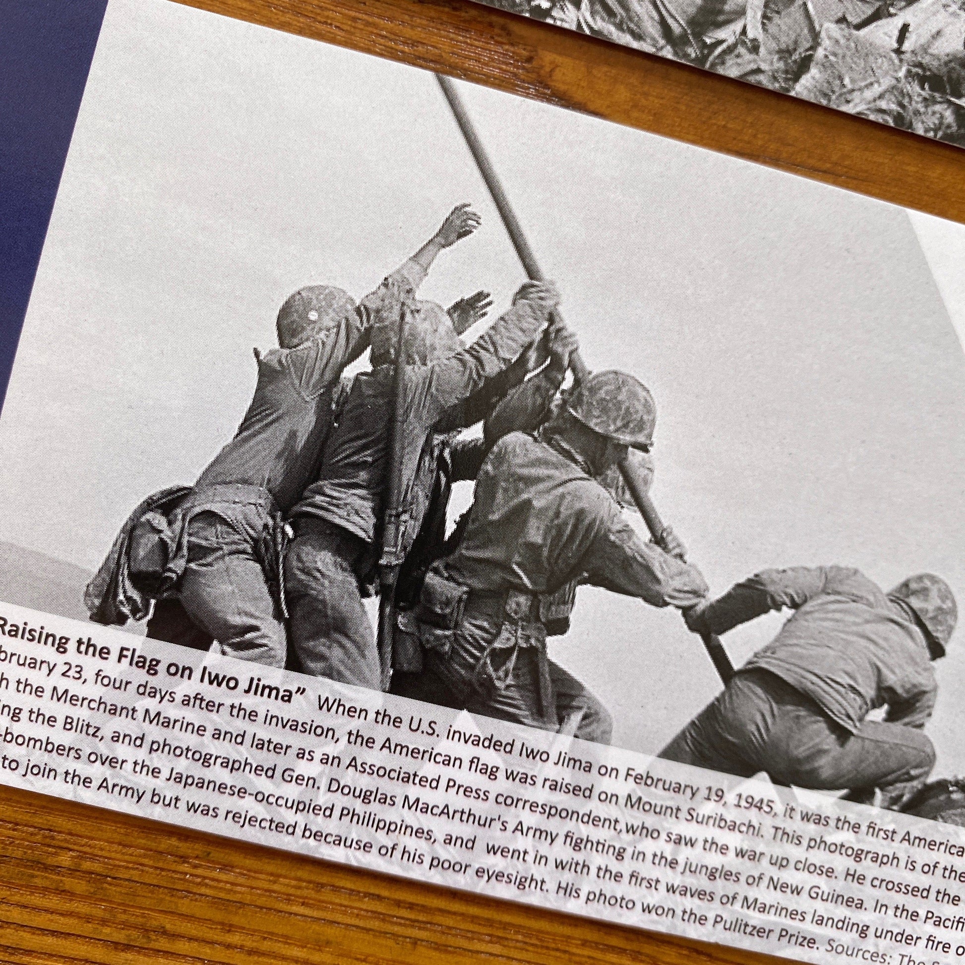 Back text from Flag raising on Mount Suribachi Bookmark from The History List store