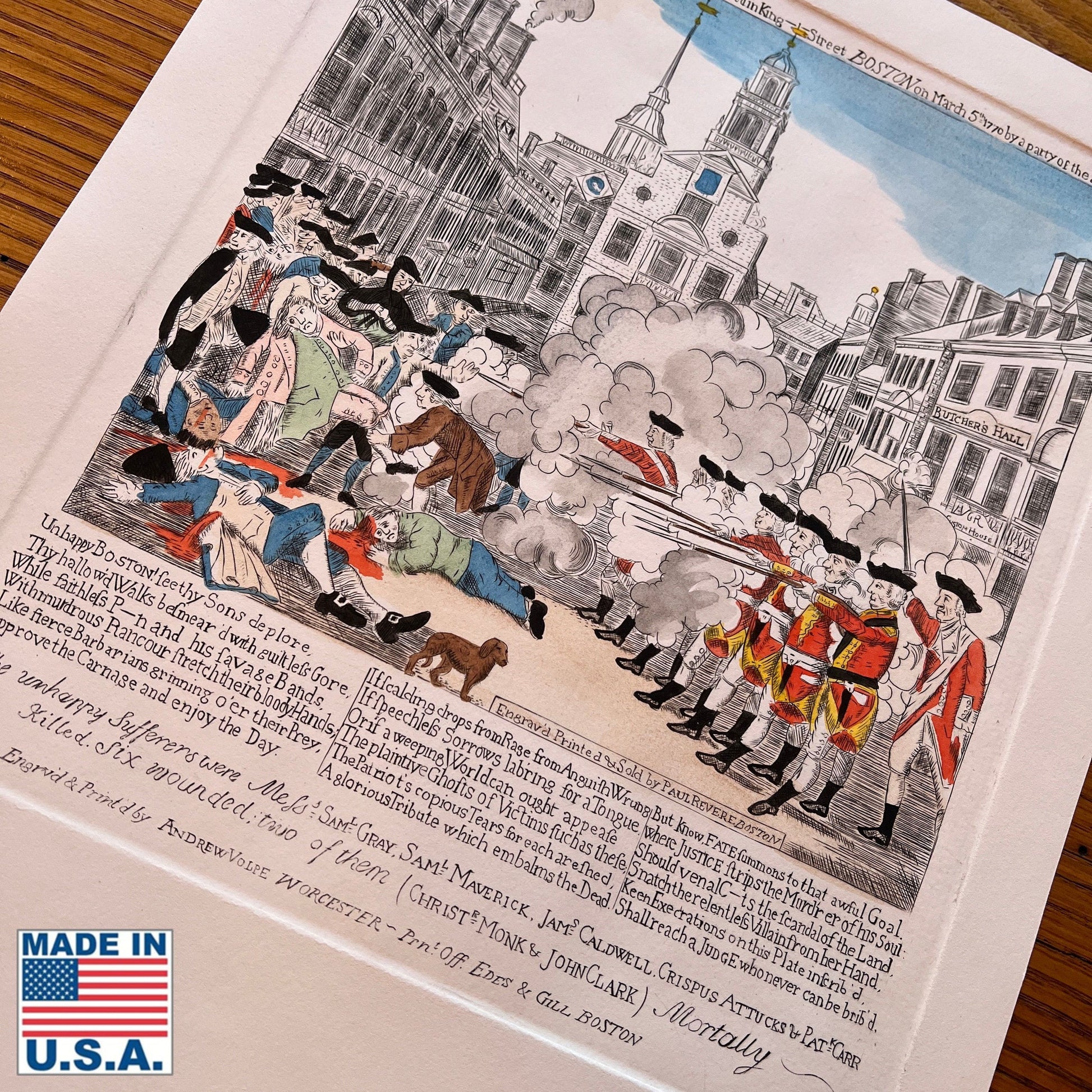 Boston Massacre Hand-Engraved print, after Revere from The History List Store