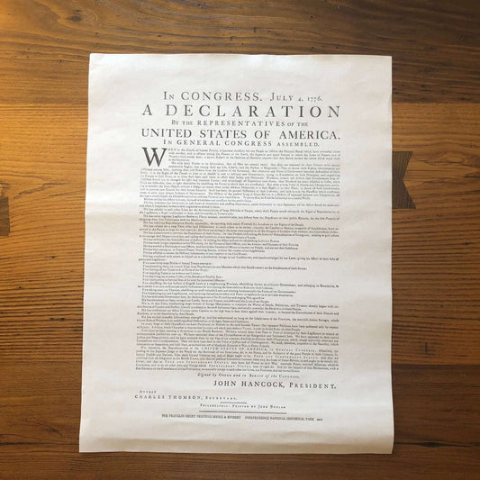 "Declaration of Independence" printed by John Dunlap (Philadelphia) from The History List Store